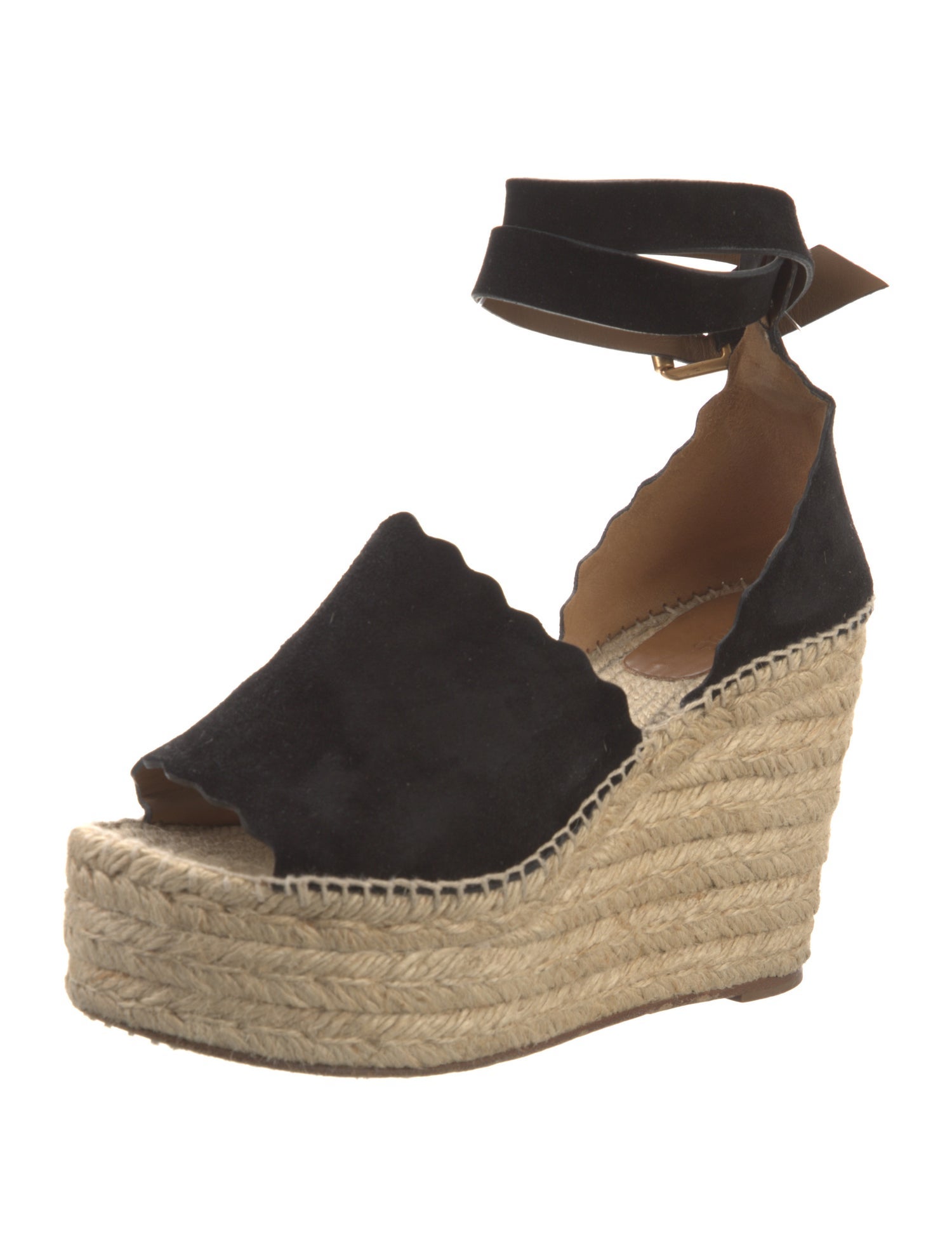 Chloé Suede Scalloped Accent D'Orsay Pumps