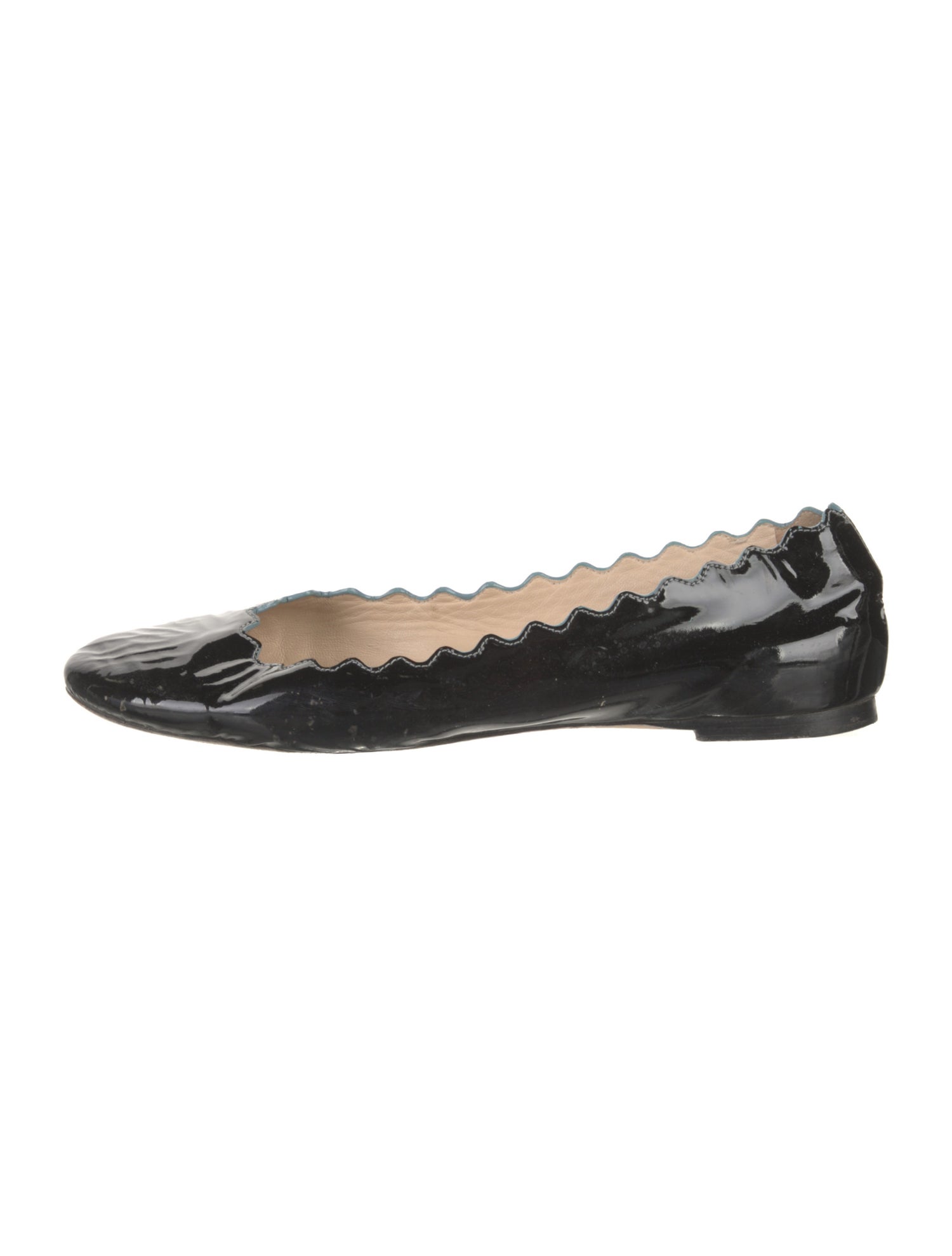 Chloé Patent Leather Scalloped Accent Ballet Flats