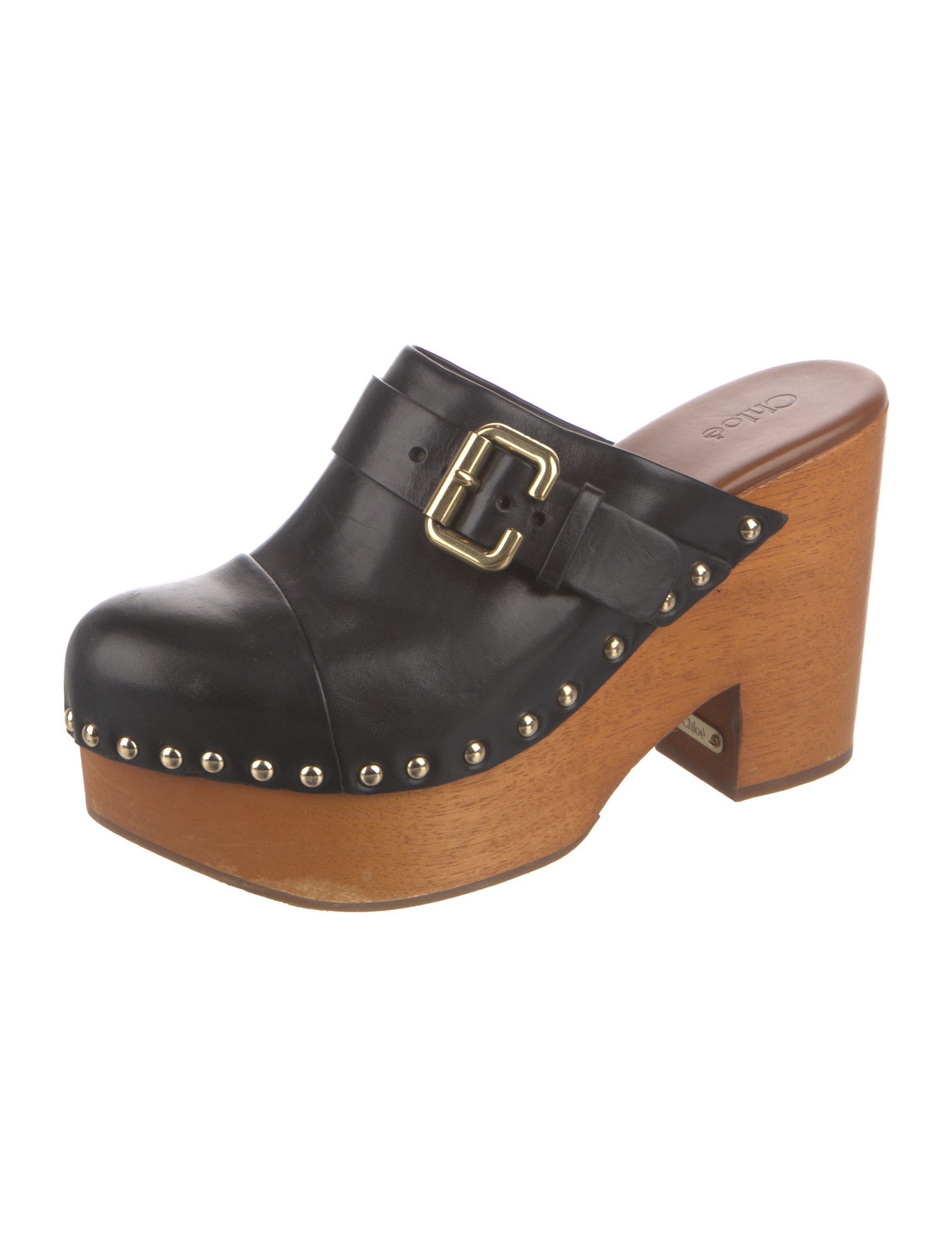 Chloé Leather Studded Accents Mules