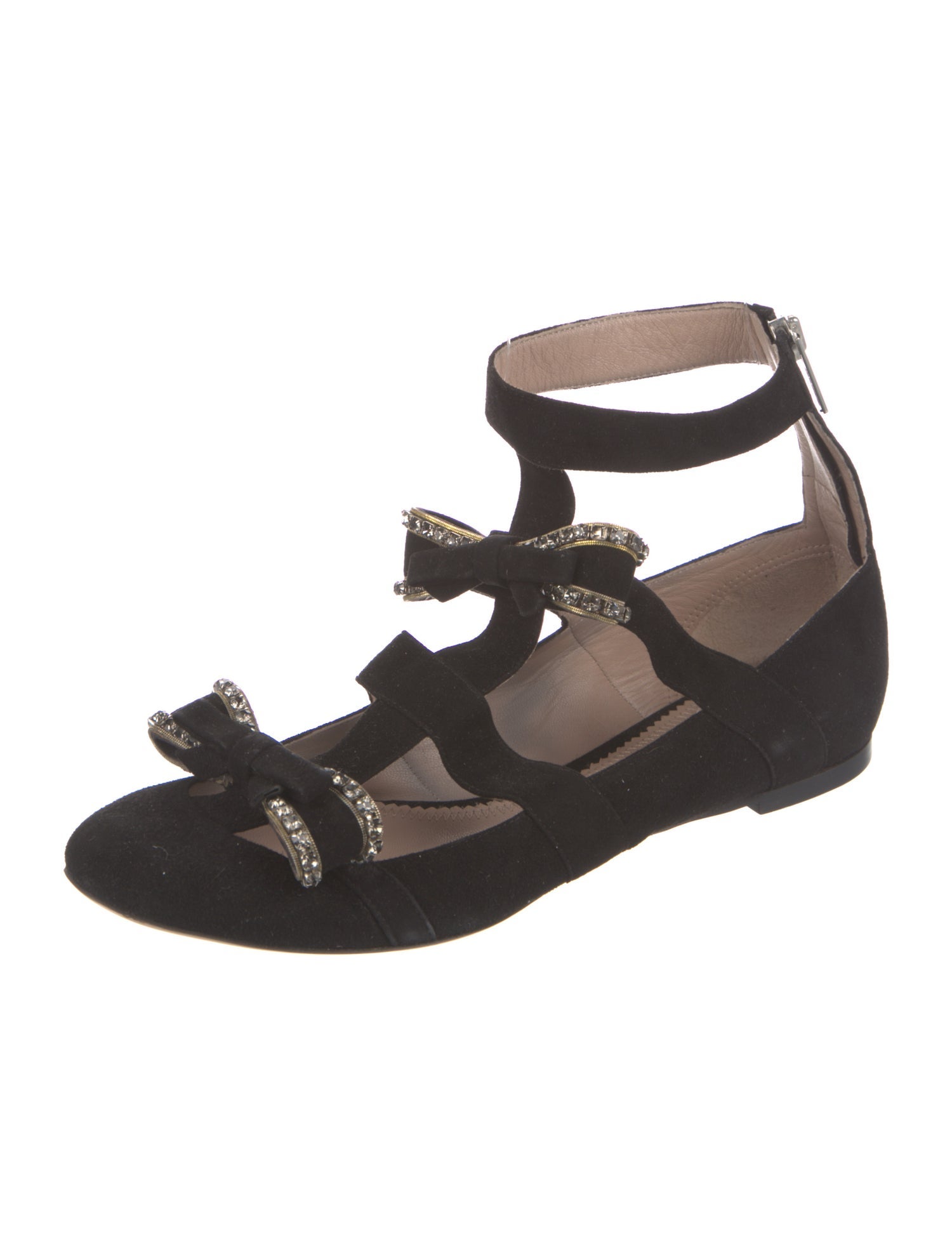 Chloé Suede Crystal Embellishments Flats