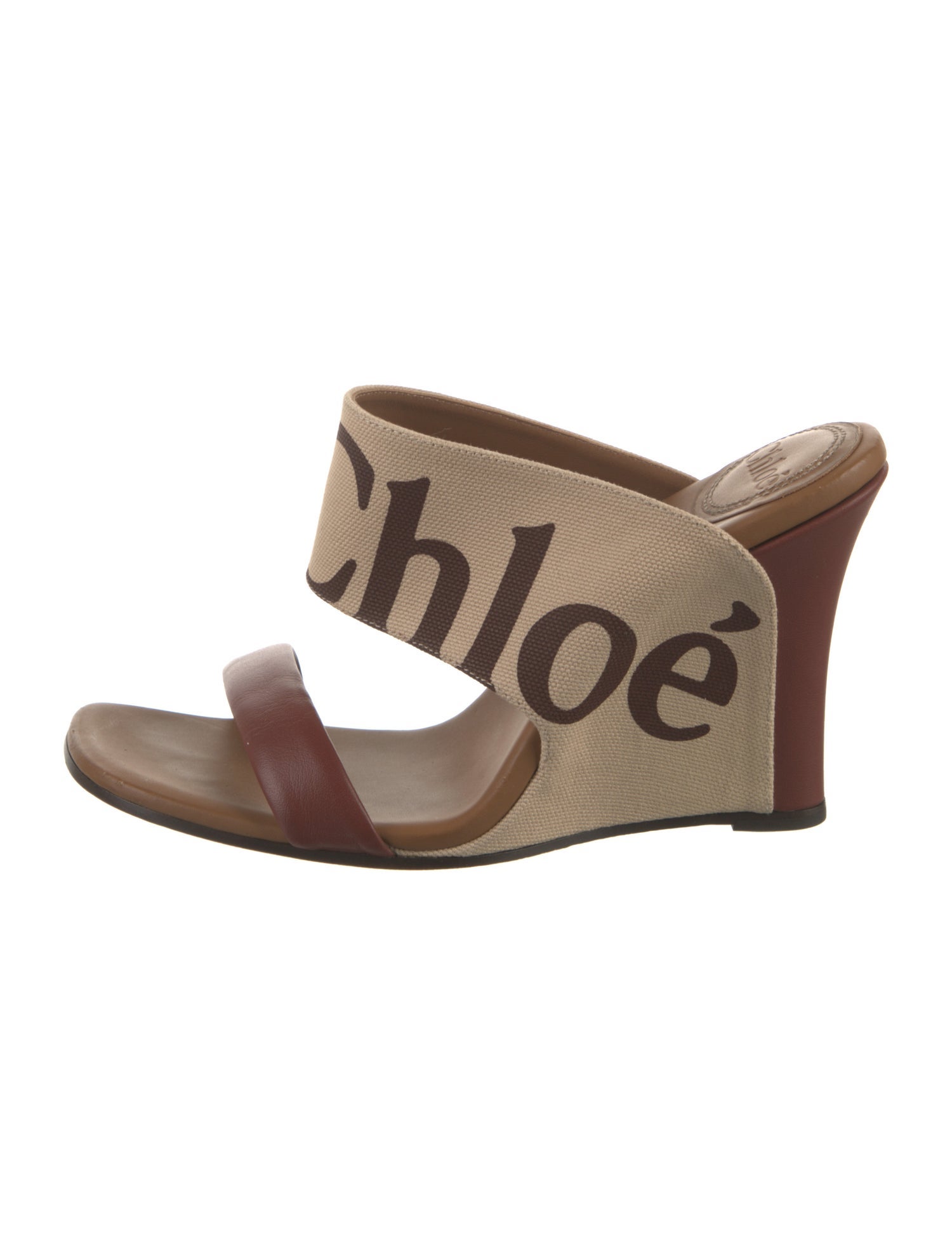 Chloé Leather Graphic Print Slides