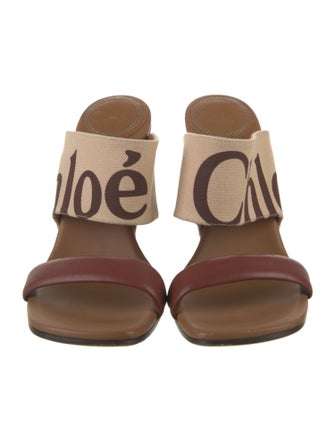 Chloé Leather Graphic Print Slides