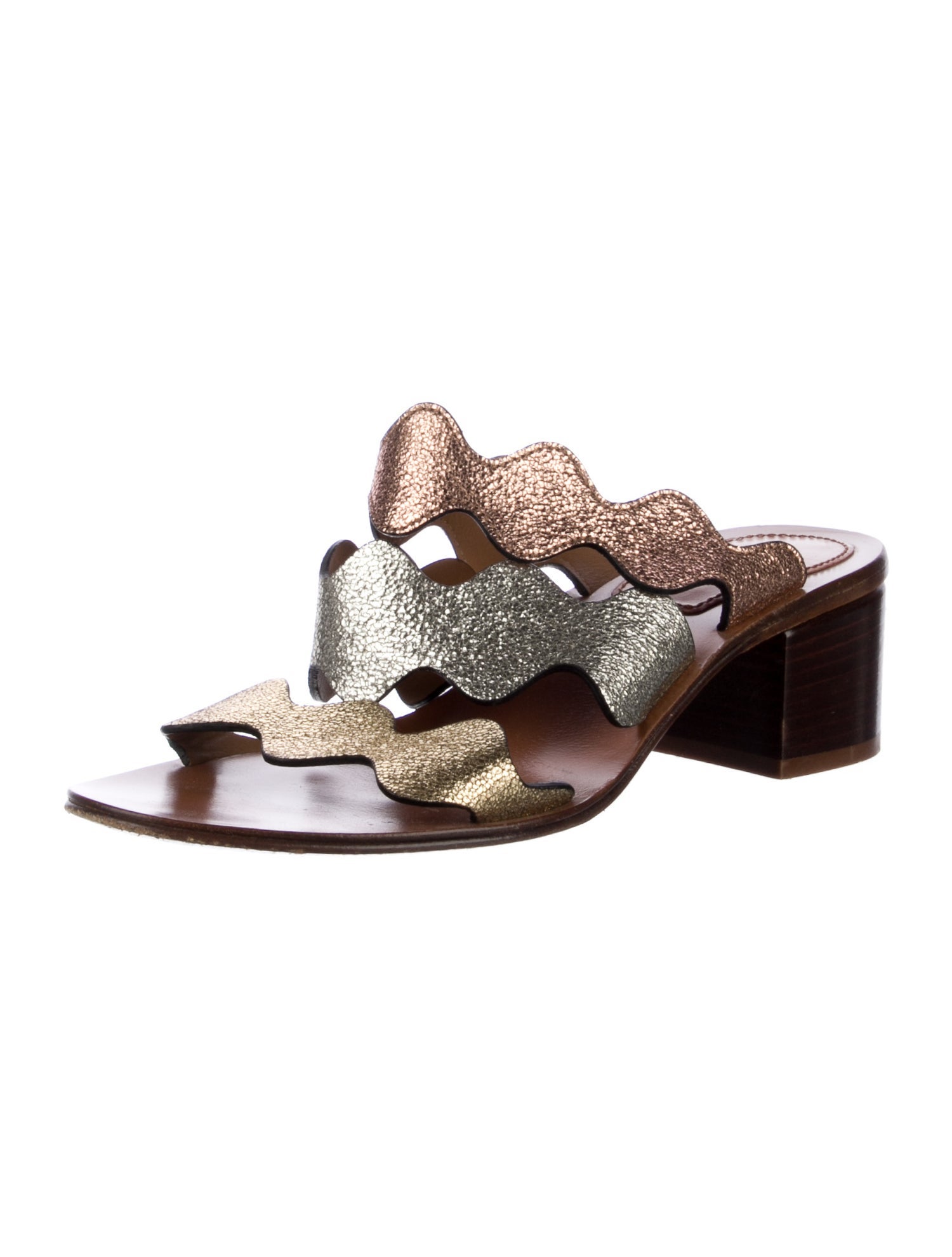 Chloé Leather Scalloped Accent Slides