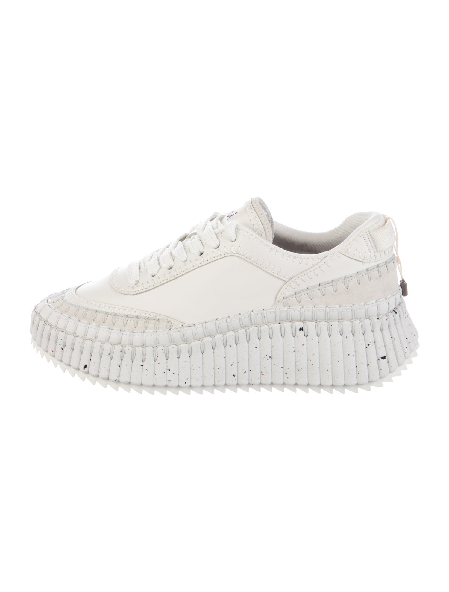 Chloé Leather Whipstitch Trim Sneakers