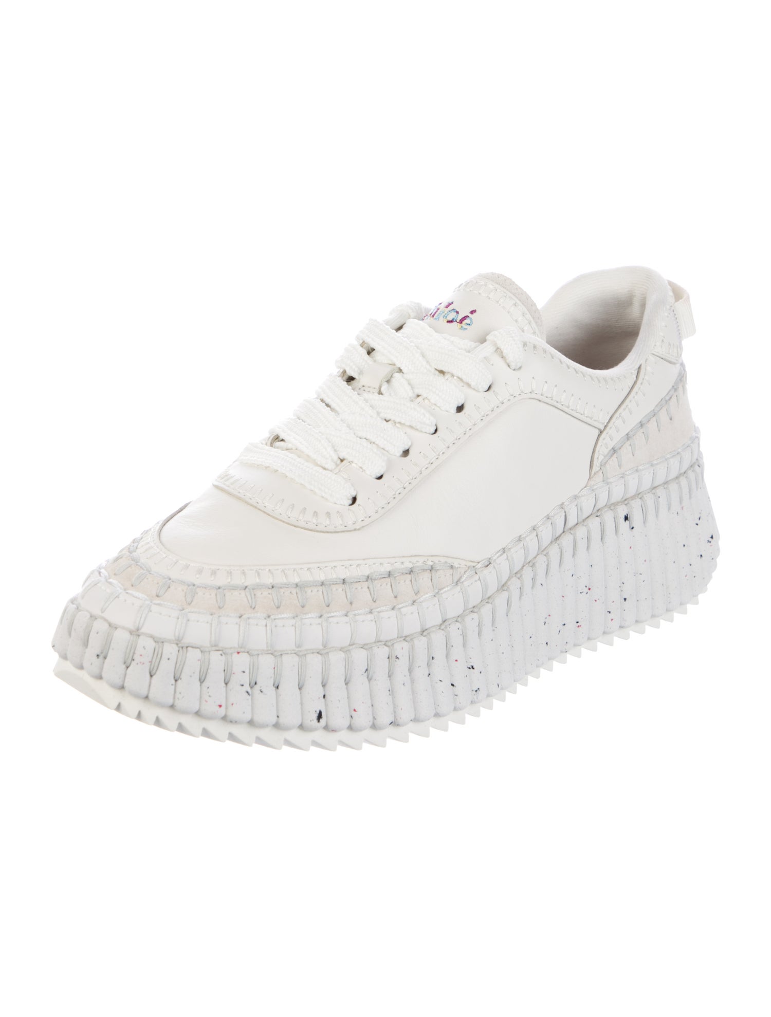 Chloé Leather Whipstitch Trim Sneakers