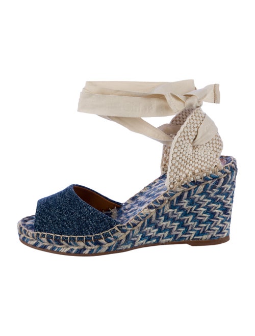 Chloé Denim Tweed Pattern Mules