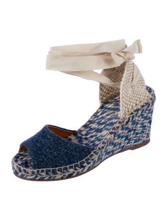 Chloé Denim Tweed Pattern Mules