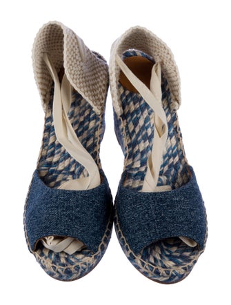 Chloé Denim Tweed Pattern Mules