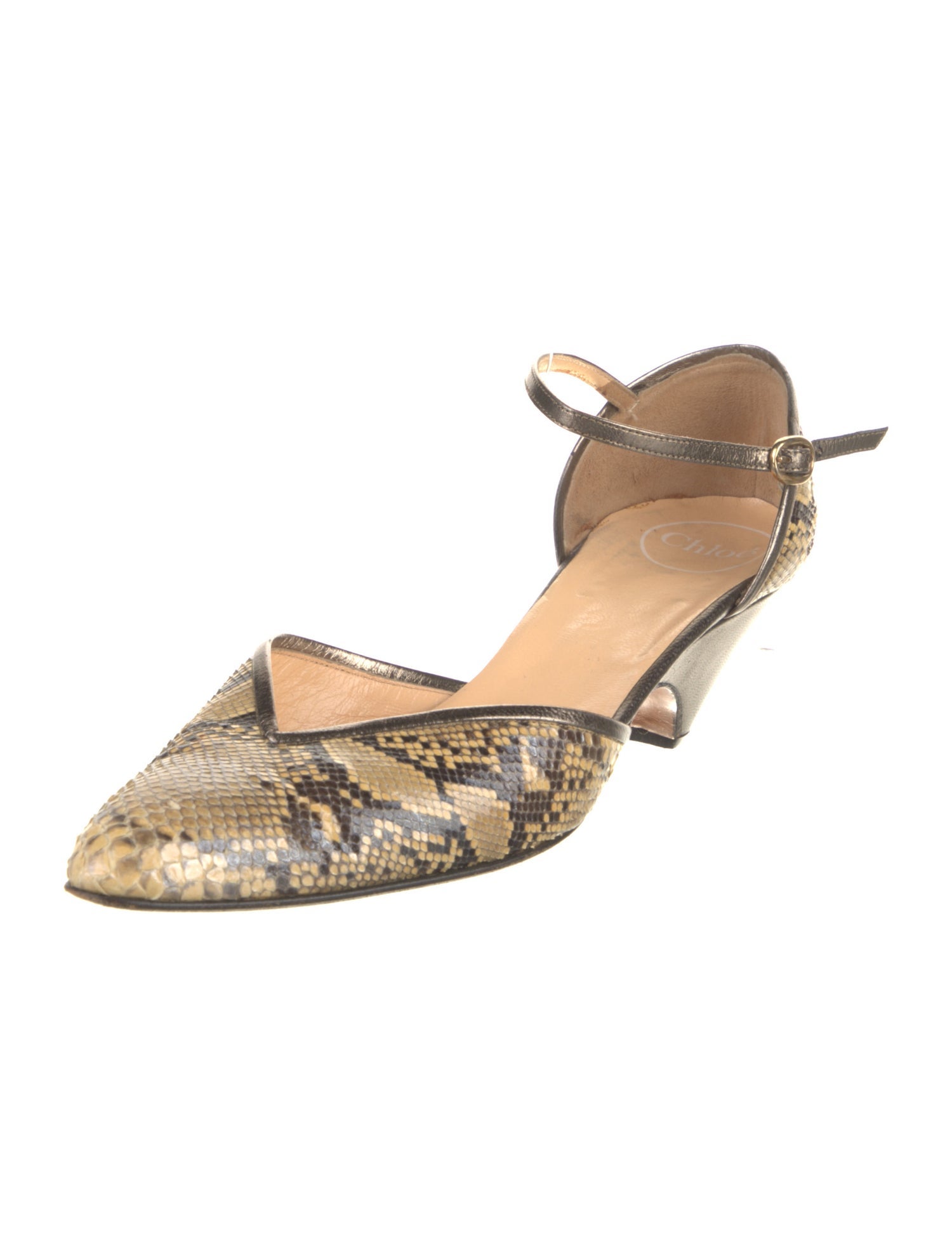 Chloé Snakeskin Animal Print Slingback Pumps