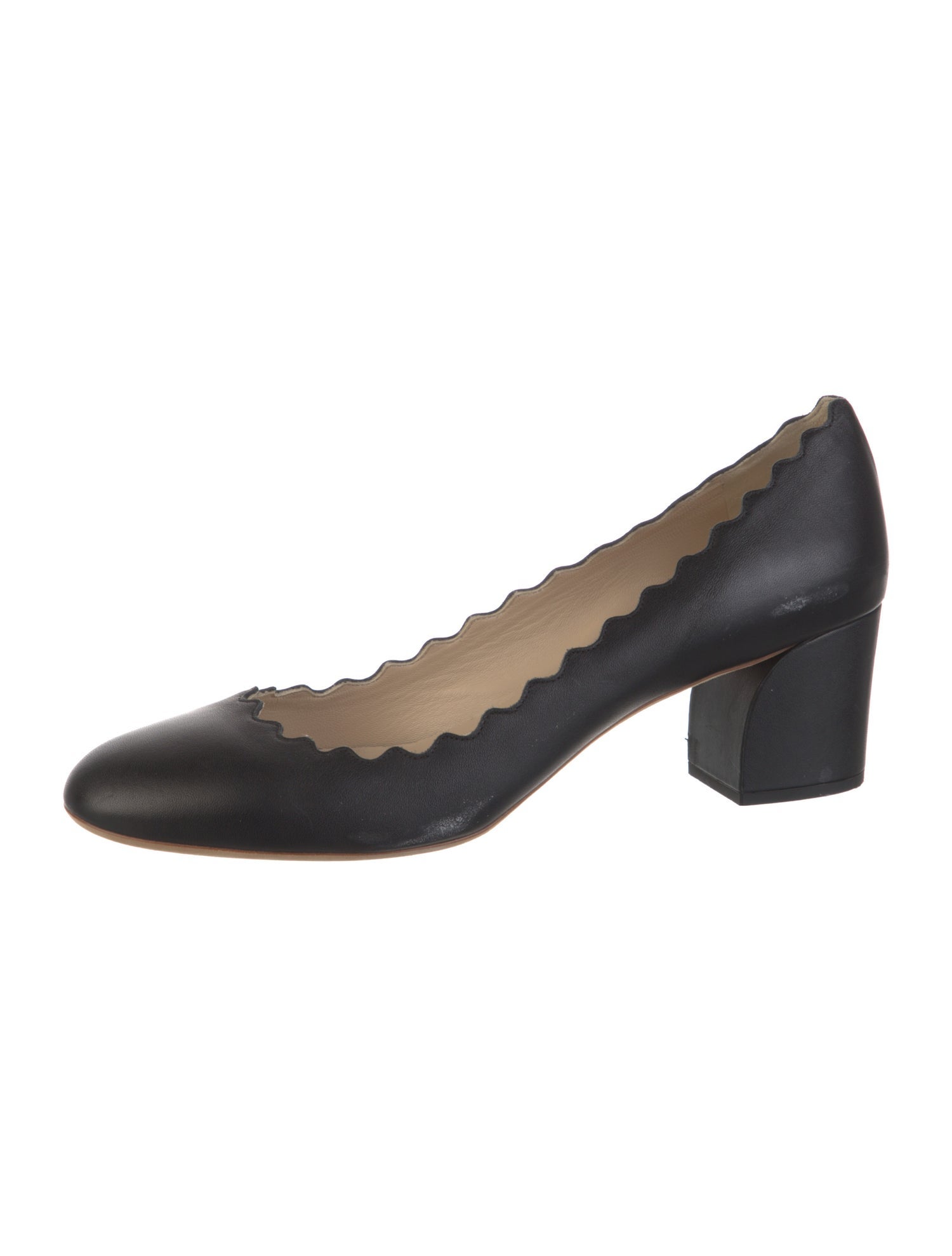 Chloé Leather Scalloped Accent Pumps
