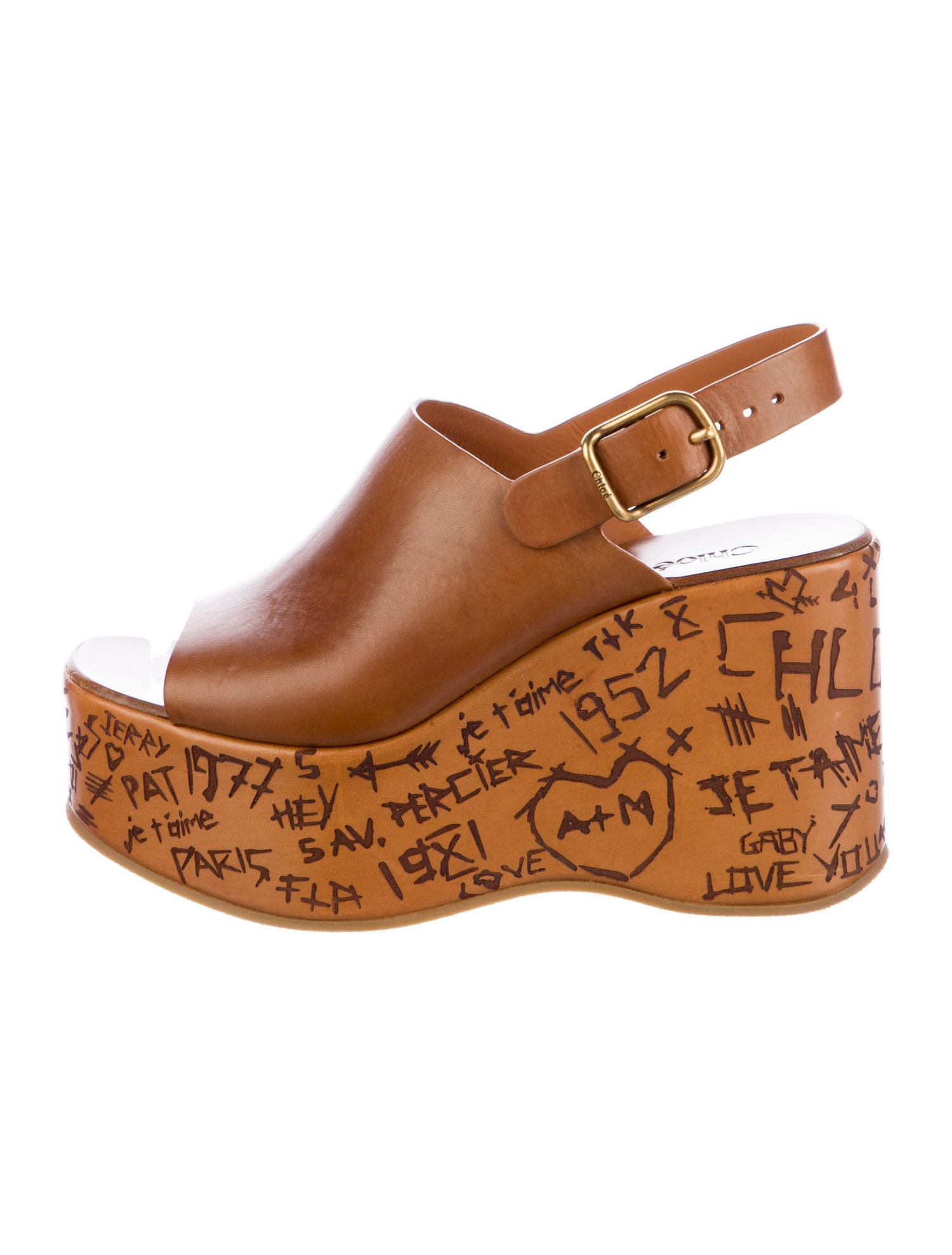 Chloé Leather Printed Slingback Sandals