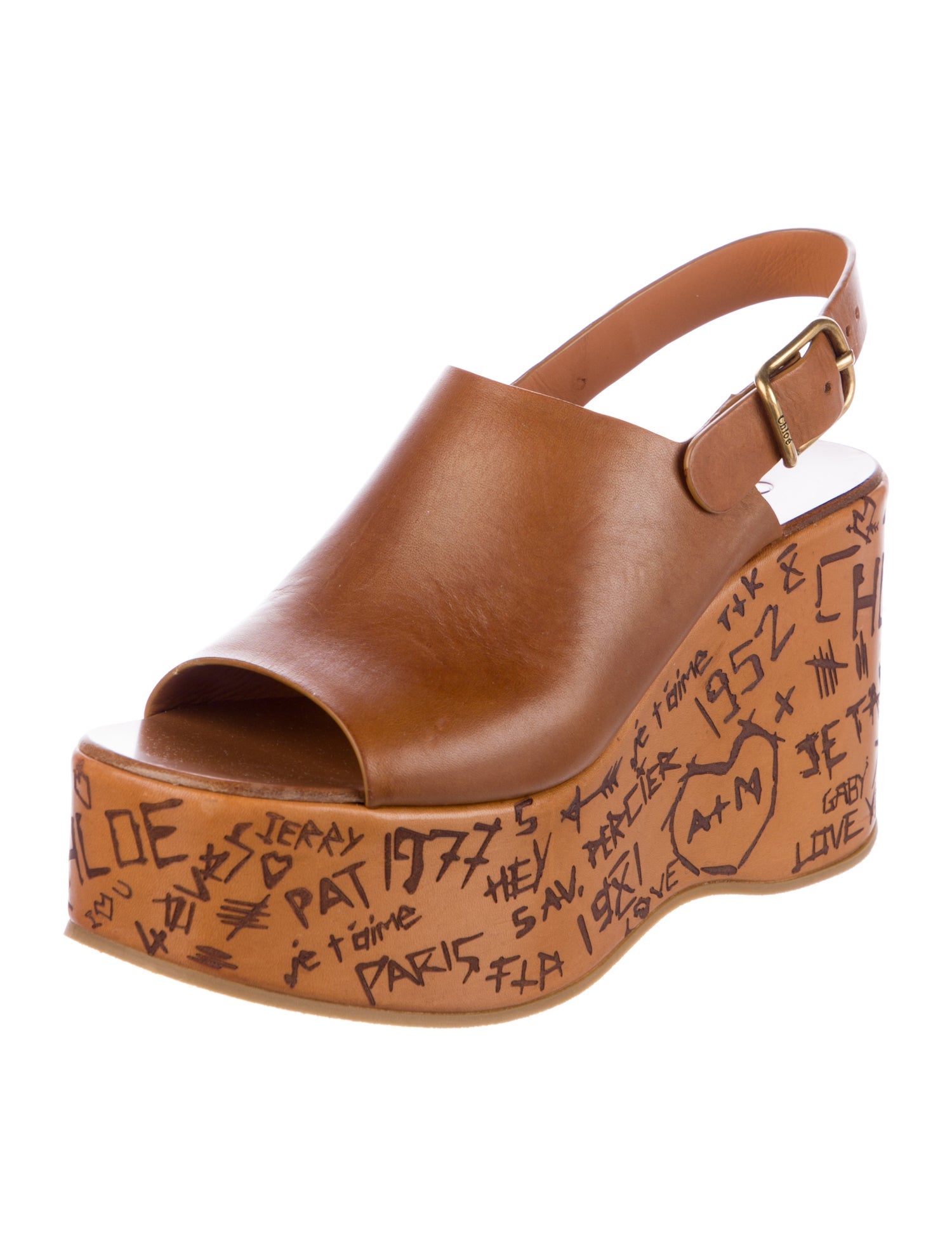 Chloé Leather Printed Slingback Sandals