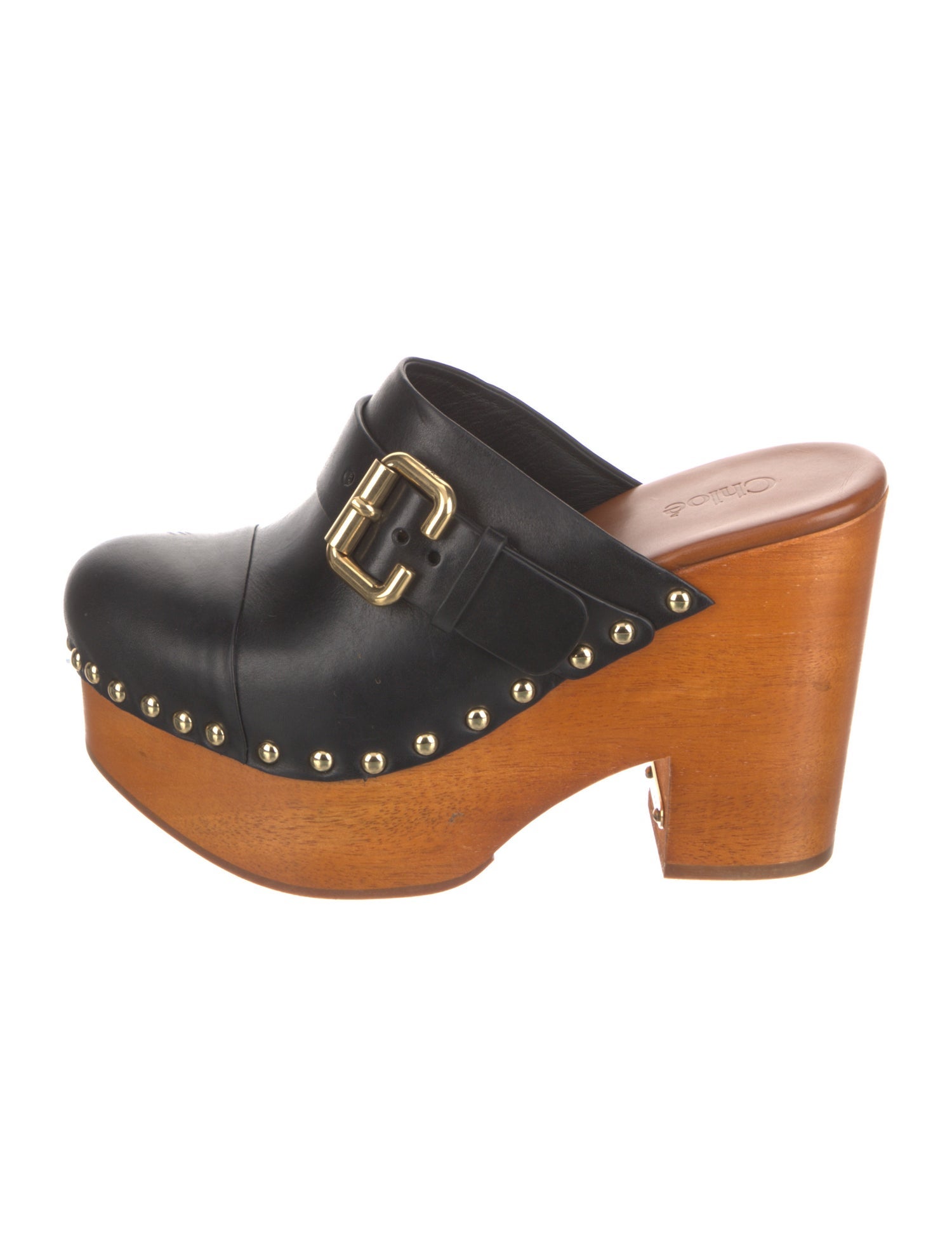 Chloé Leather Studded Accents Mules