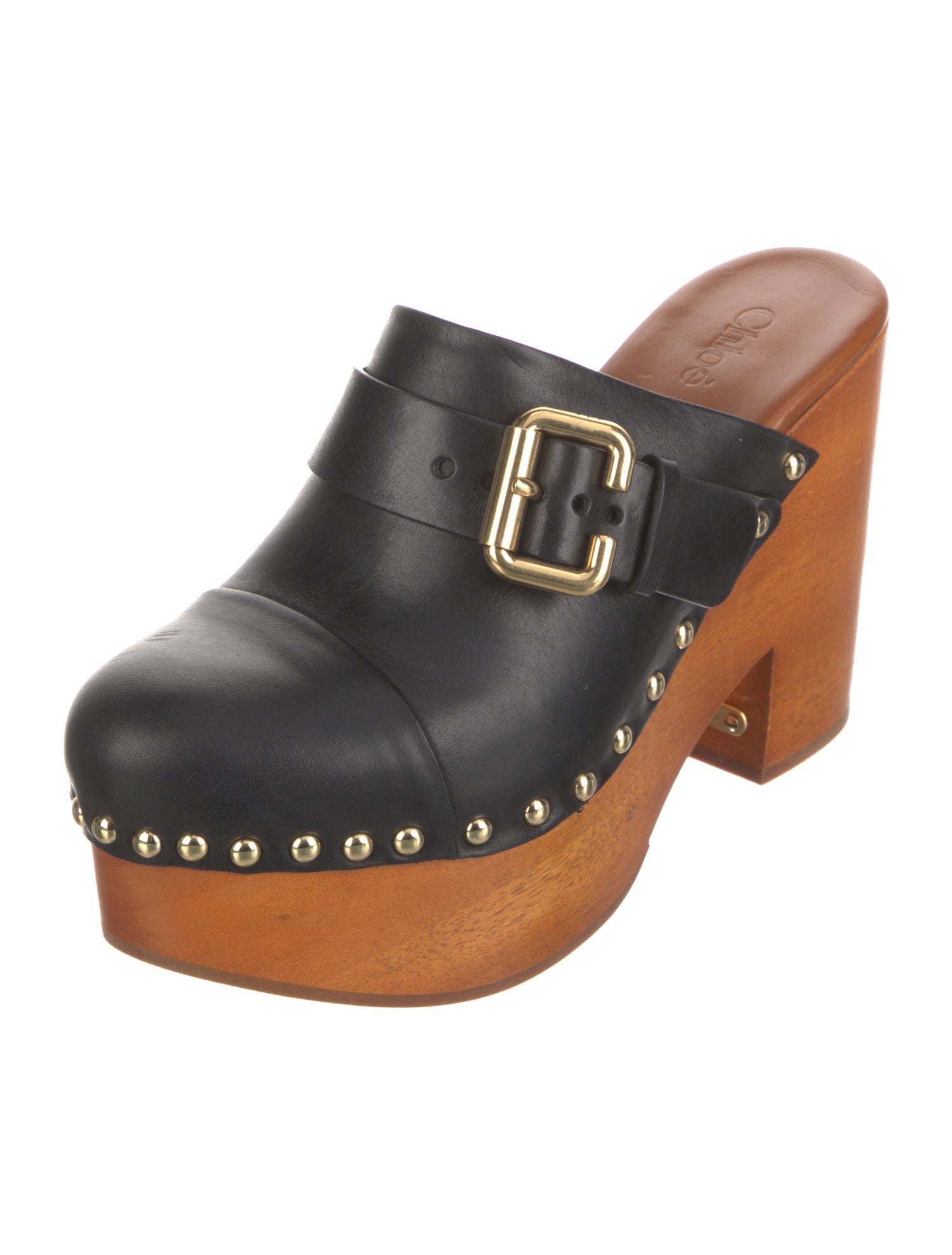 Chloé Leather Studded Accents Mules