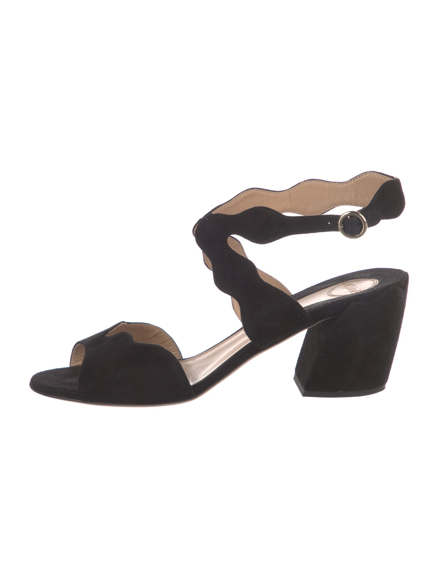 Chloé Suede Scalloped Accent Sandals