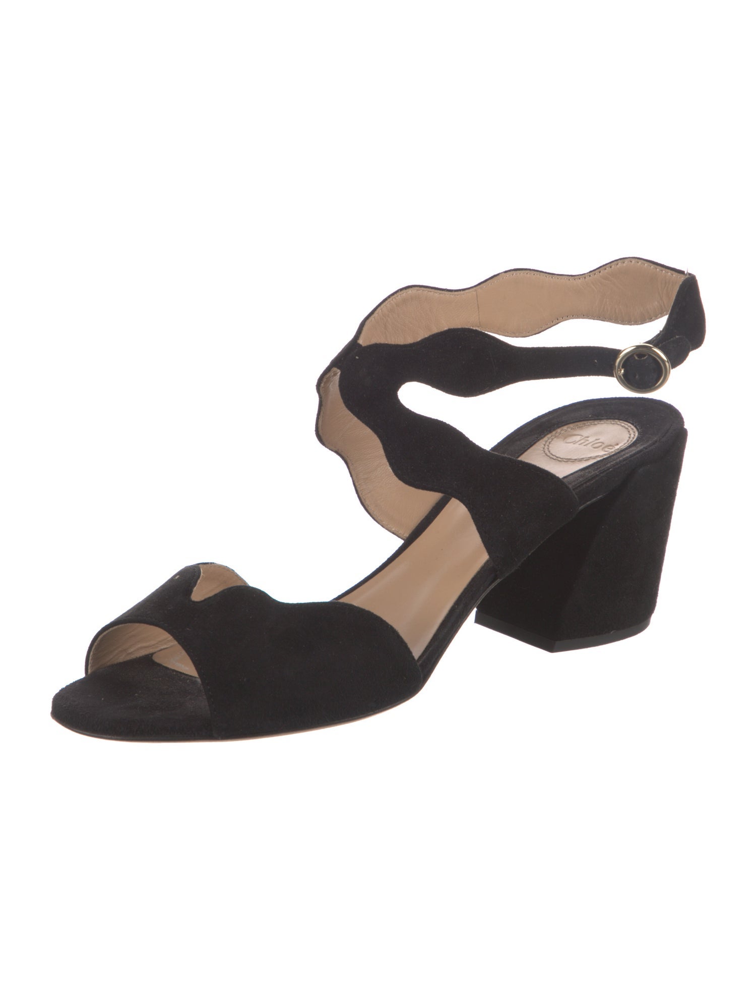 Chloé Suede Scalloped Accent Sandals