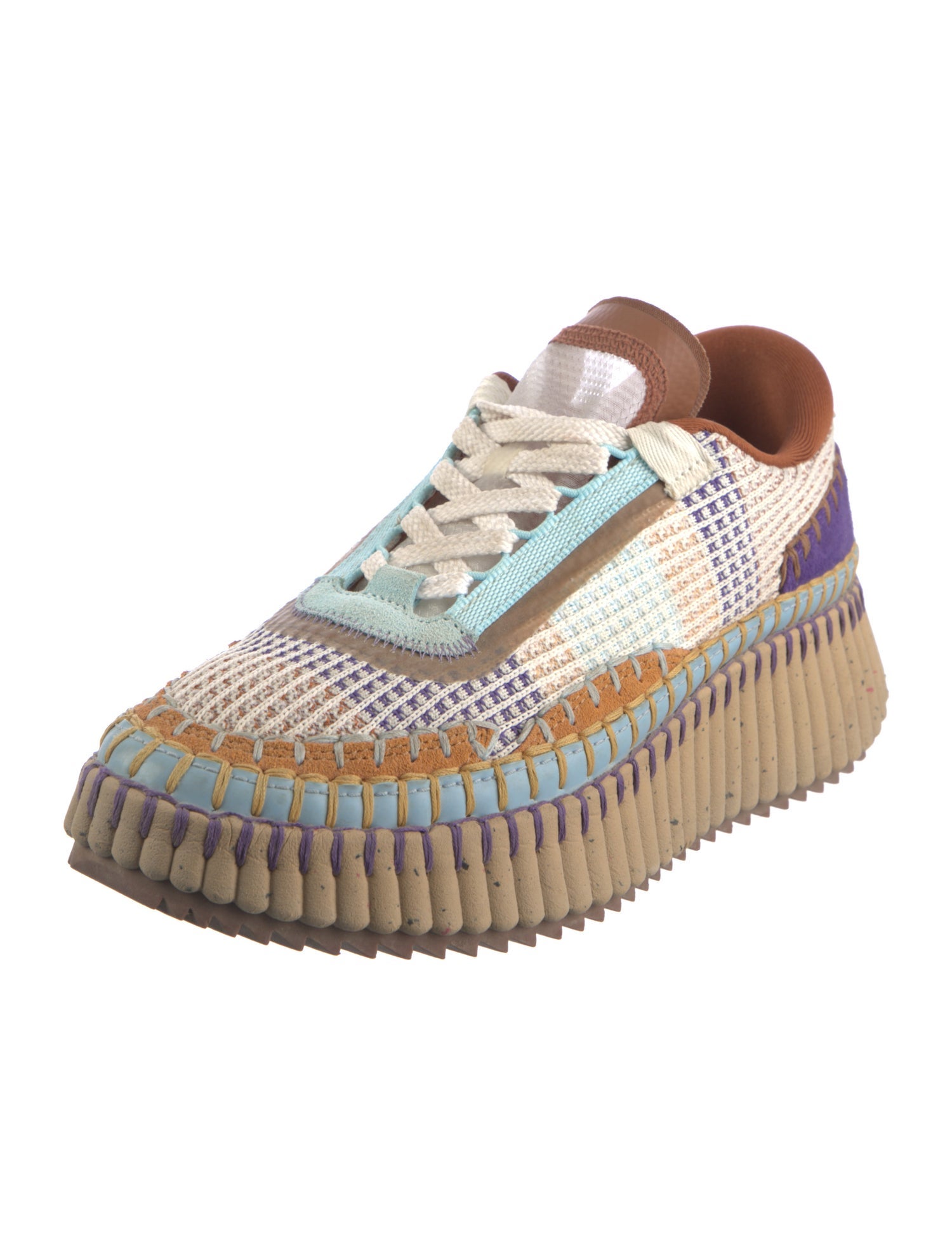 Chloé Patterned Whipstitch Trim Sneakers