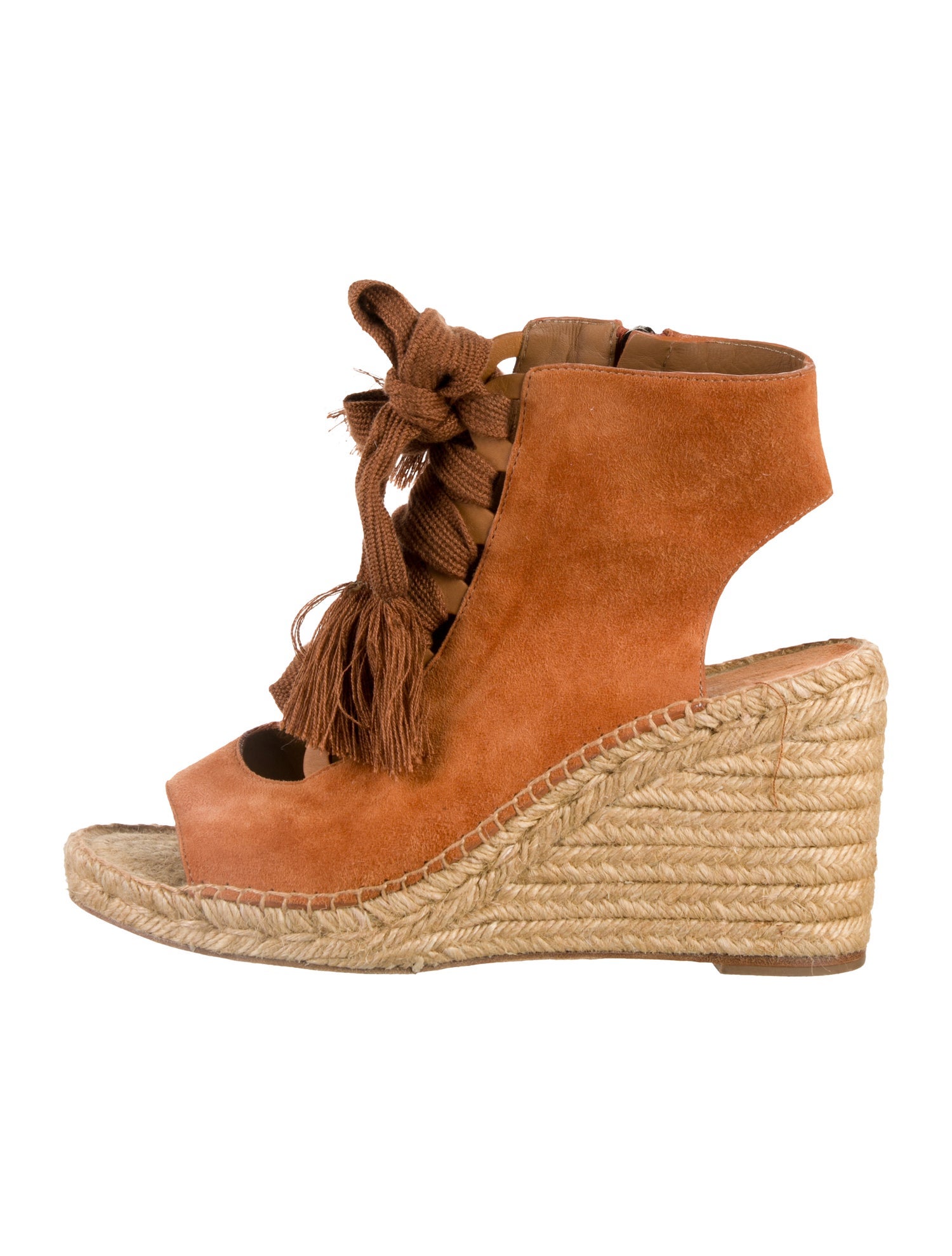 Chloé Suede Whipstitch Trim Espadrilles