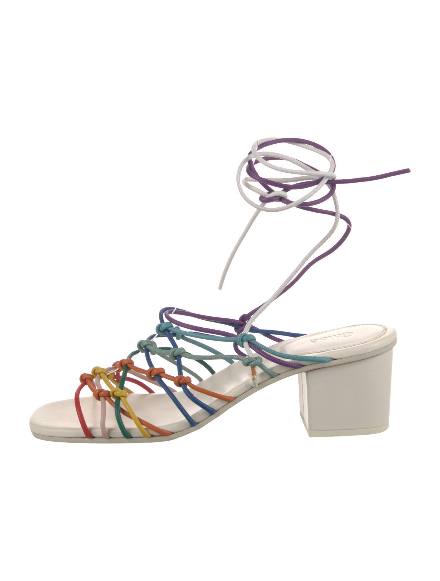 Chloé Leather Floral Print Gladiator Sandals