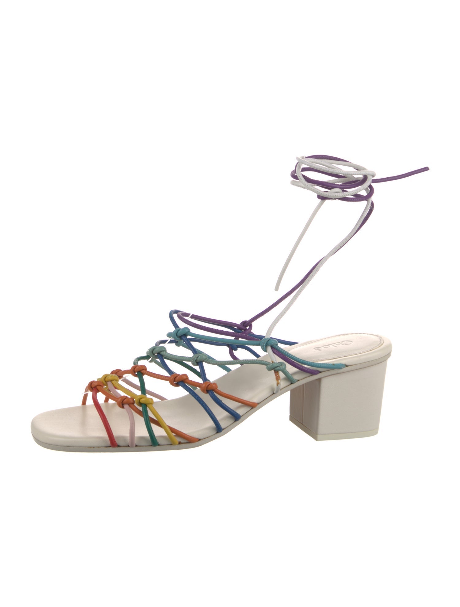 Chloé Leather Floral Print Gladiator Sandals