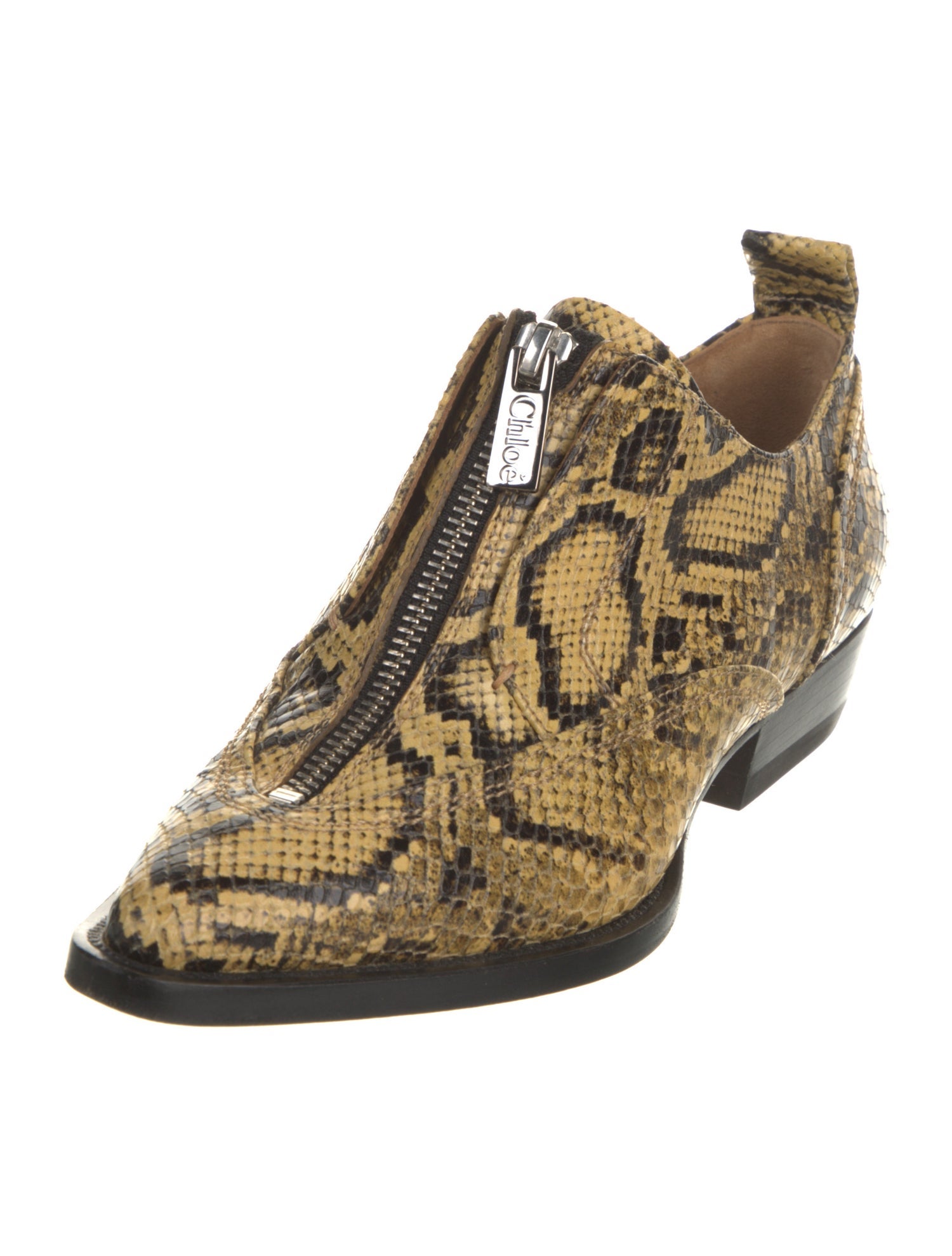 Chloé Embossed Leather Animal Print Oxfords