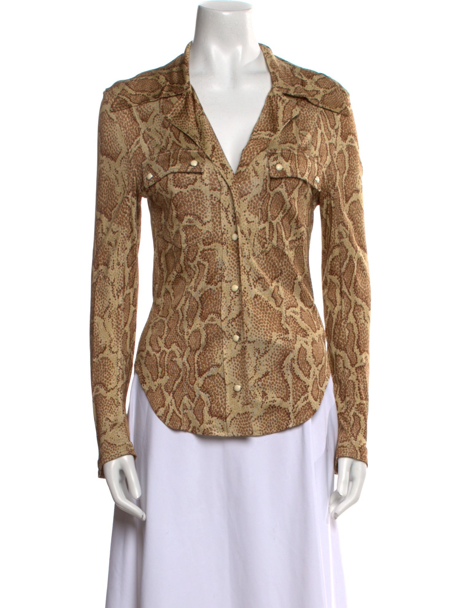 Chloé Jersey Animal Print Button-Up Top