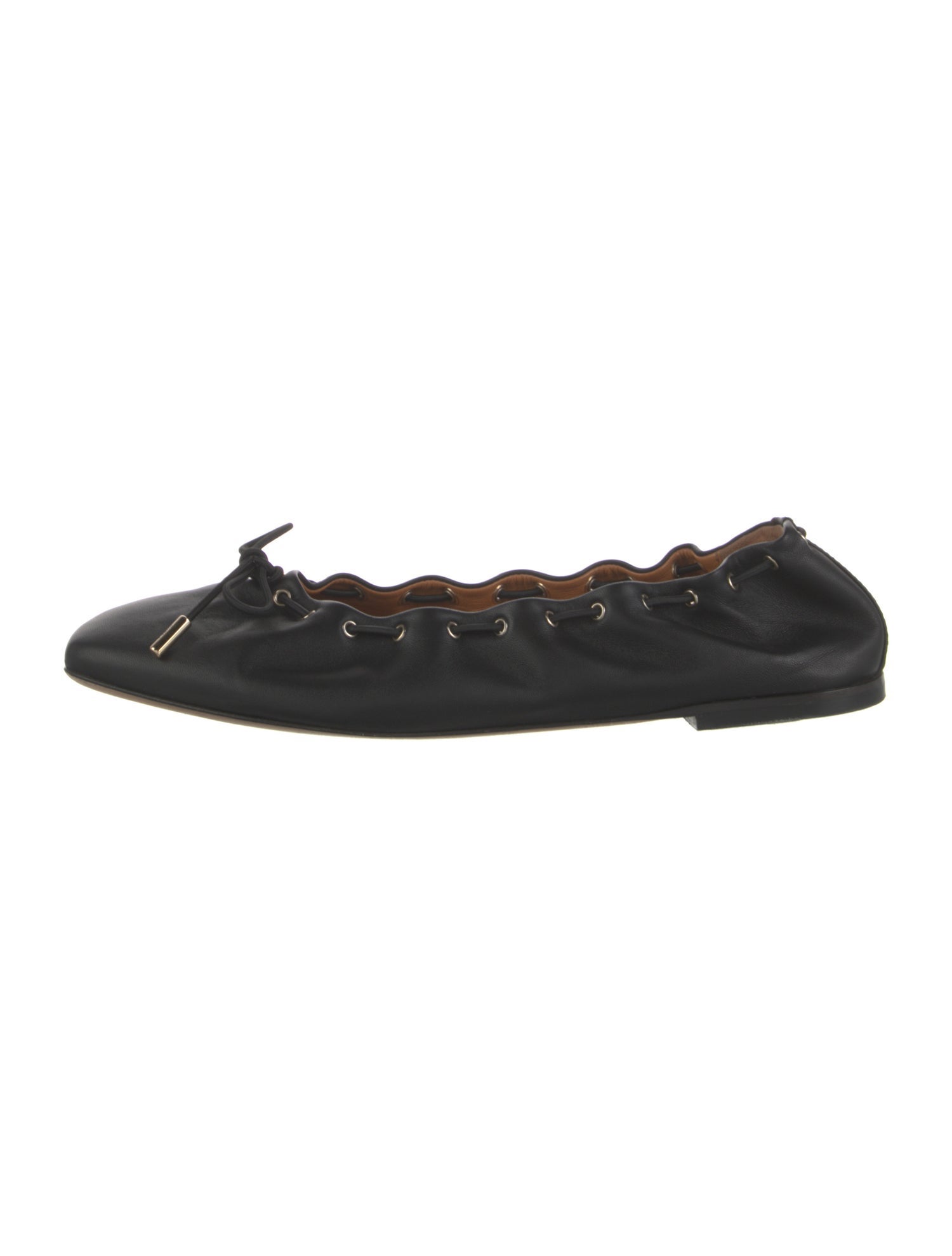 Chloé Leather Bow Accents Ballet Flats