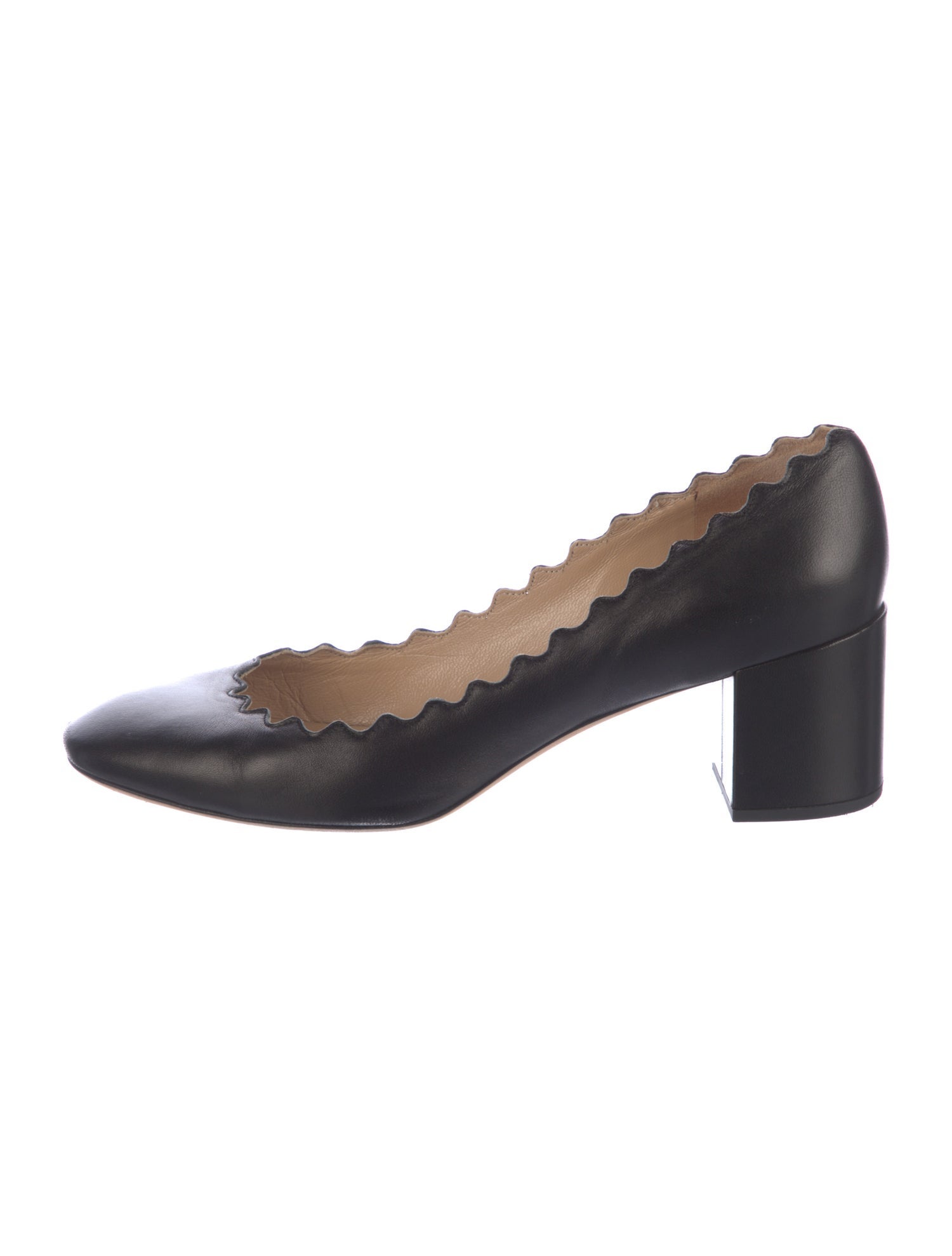 Chloé Leather Scalloped Accent Pumps