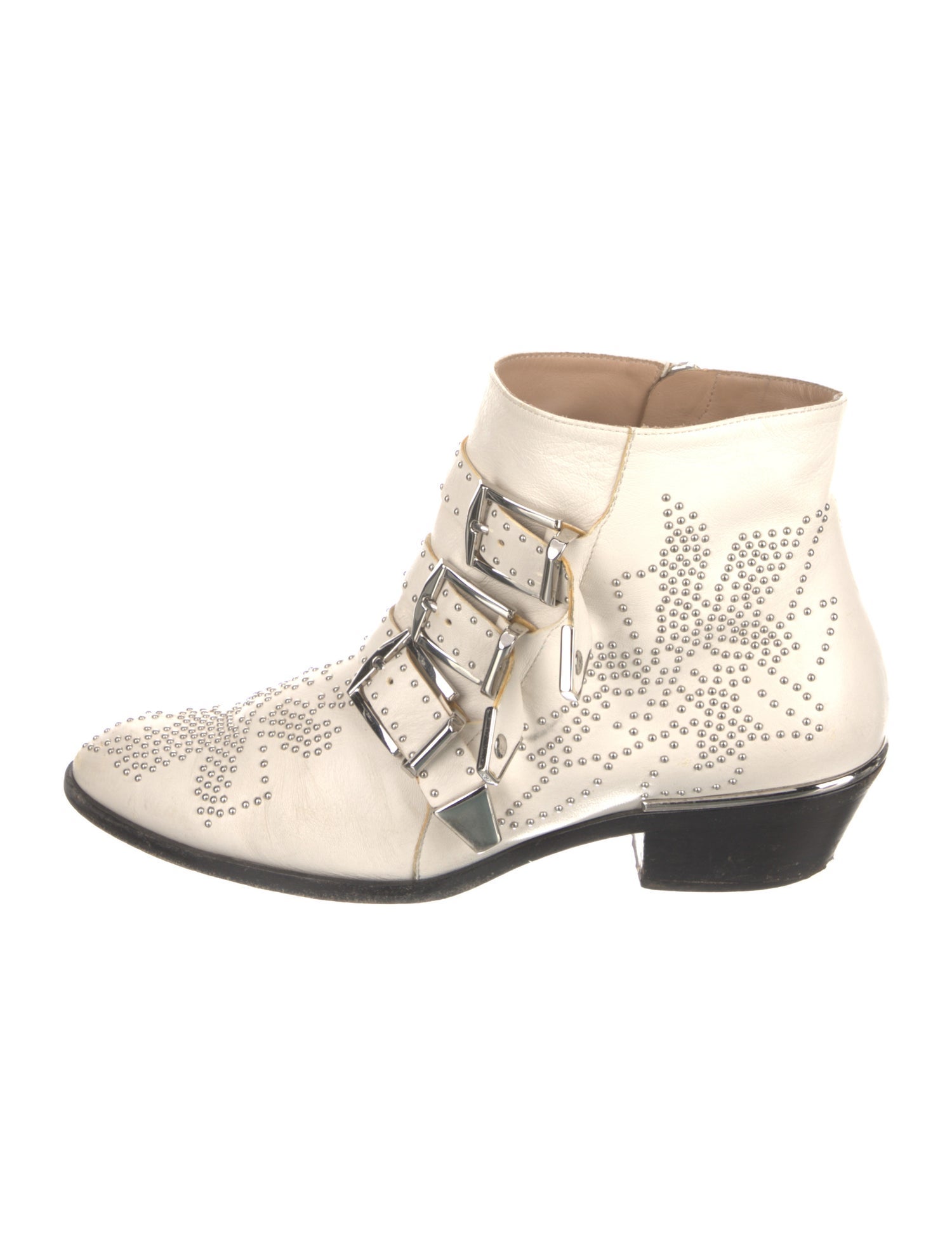 Chloé Leather Colorblock Pattern Lace-Up Boots