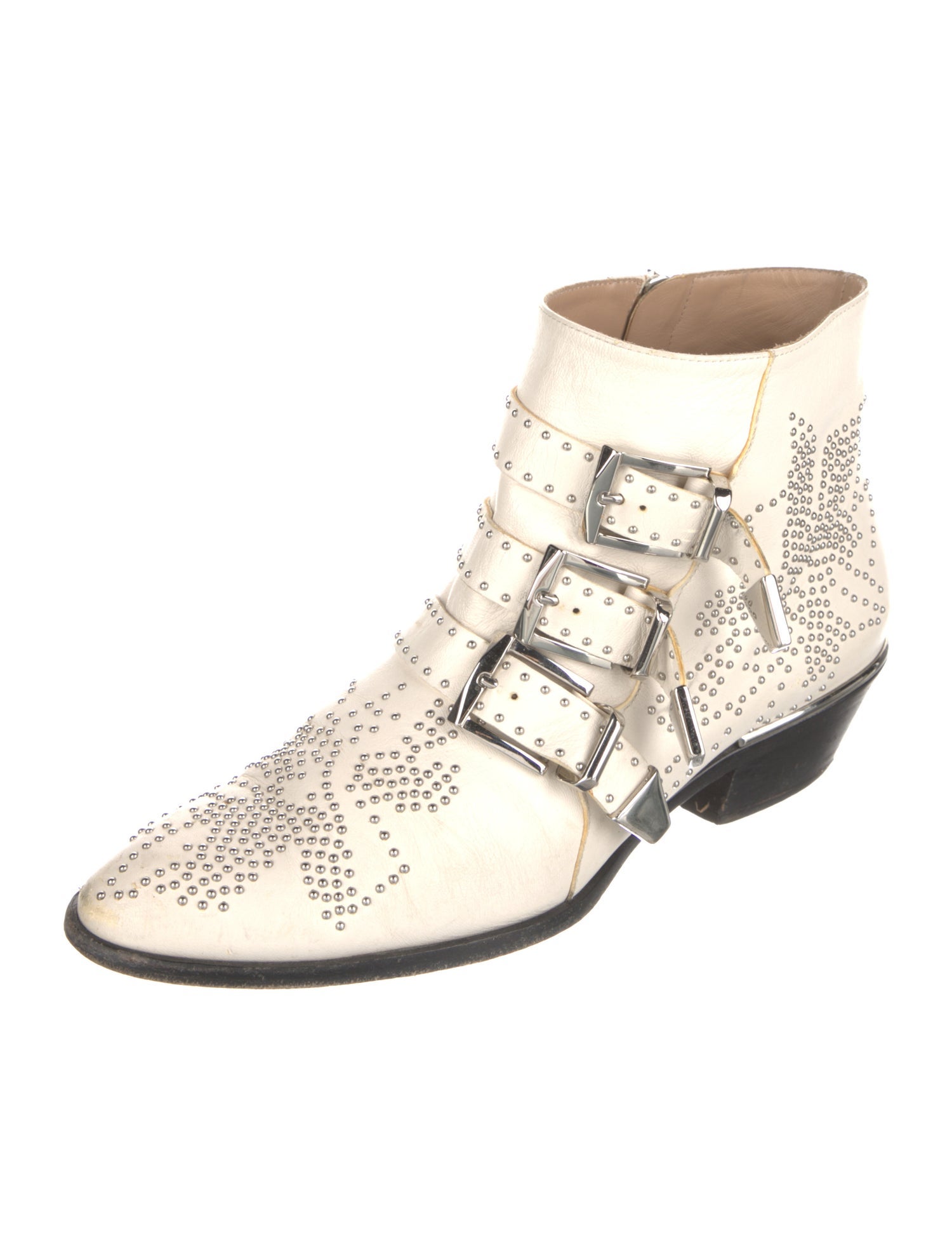 Chloé Leather Colorblock Pattern Lace-Up Boots