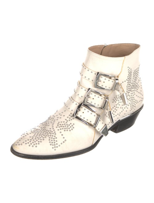 Chloé Leather Colorblock Pattern Lace-Up Boots