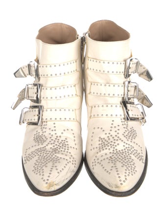 Chloé Leather Colorblock Pattern Lace-Up Boots