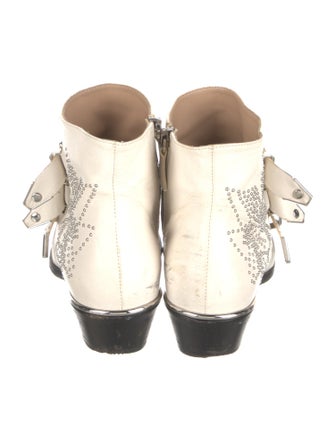 Chloé Leather Colorblock Pattern Lace-Up Boots