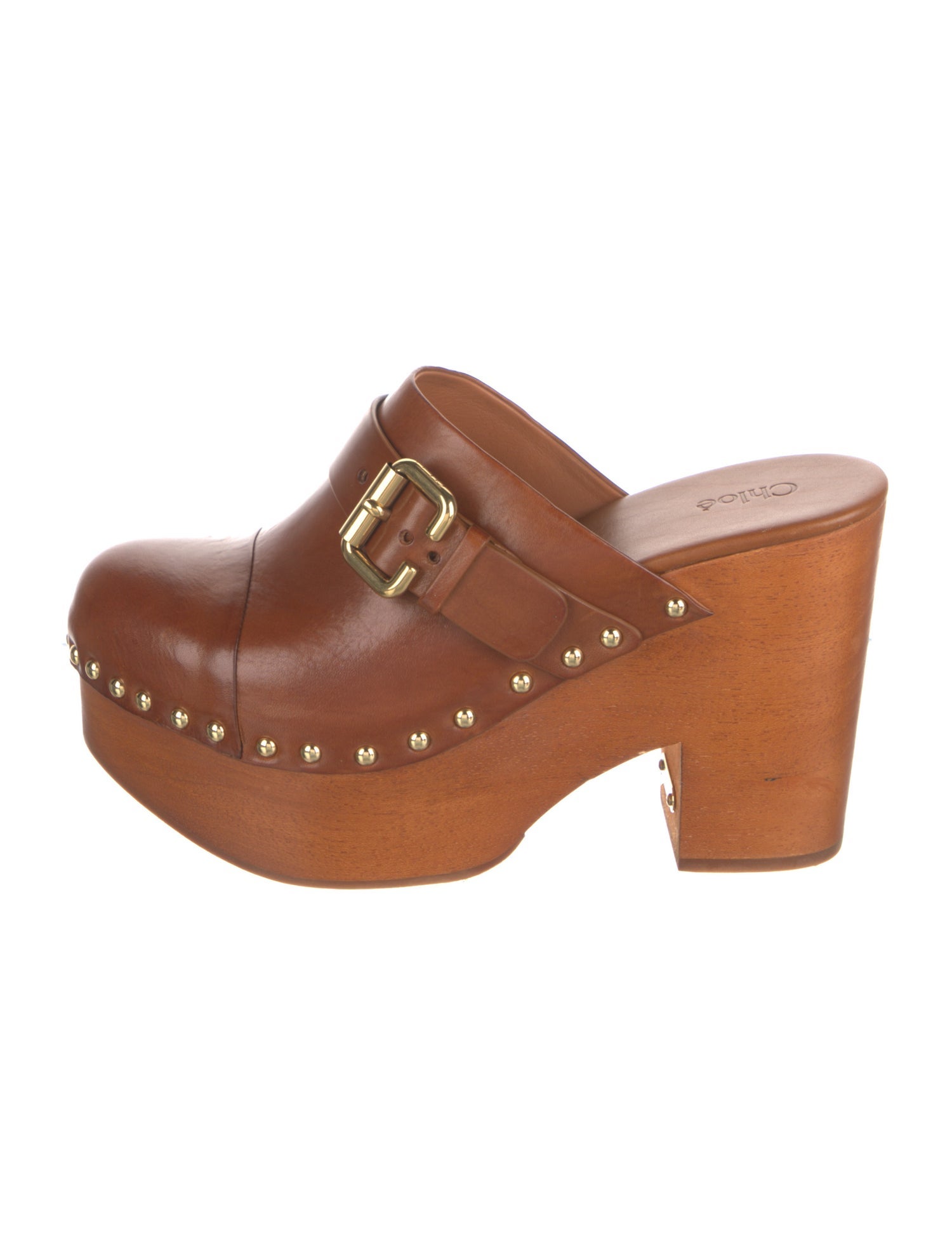 Chloé Leather Studded Accents Mules