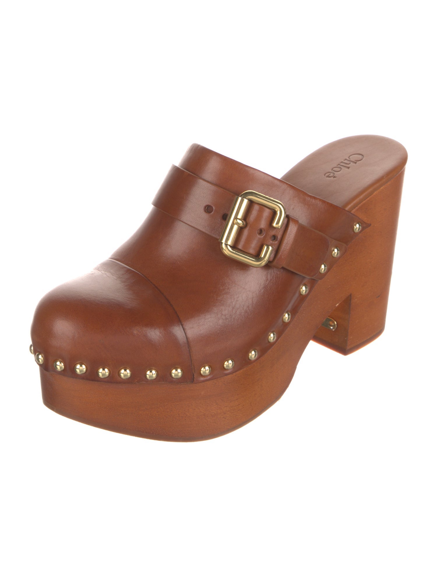 Chloé Leather Studded Accents Mules