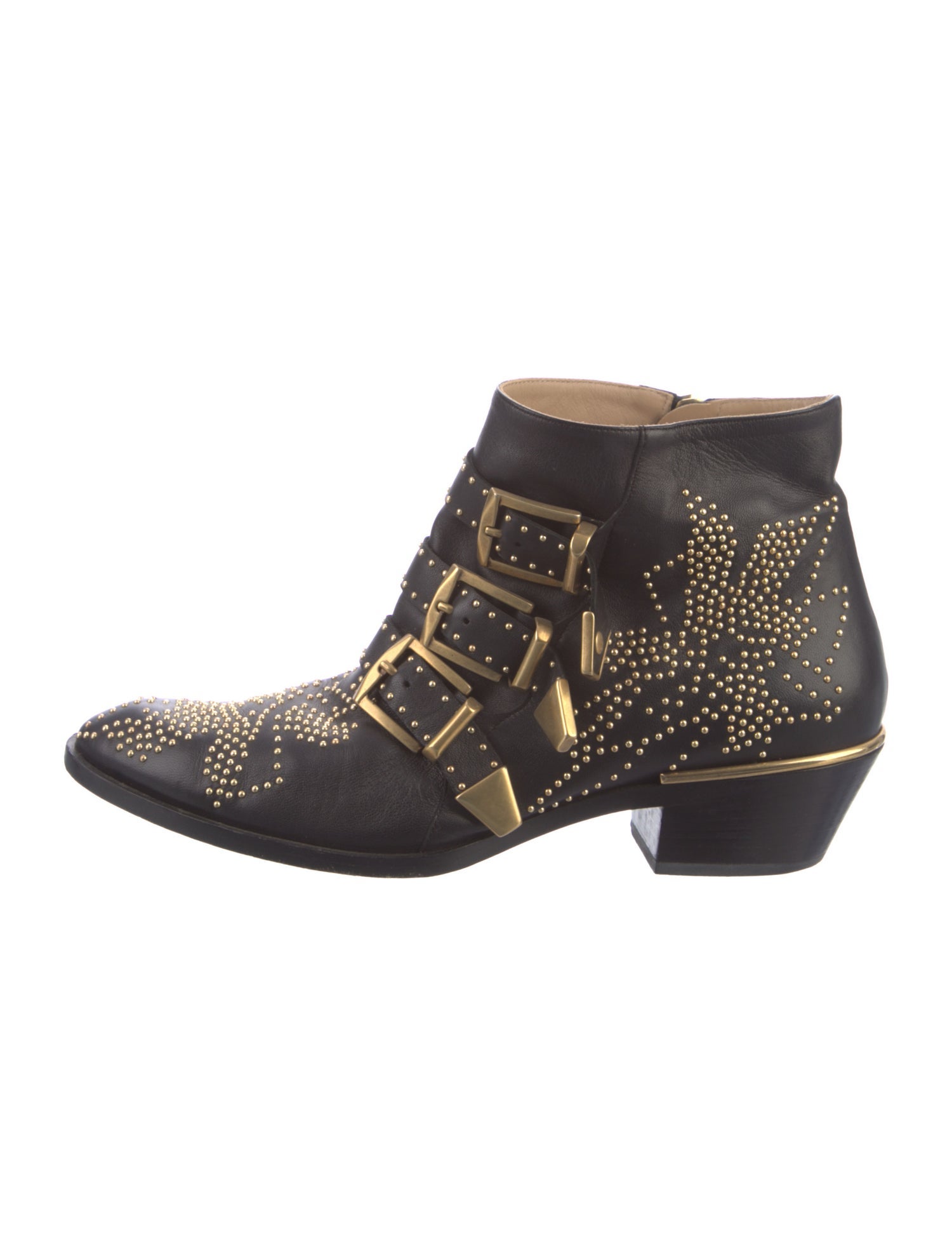 Chloé Leather Studded Accents Western Boots