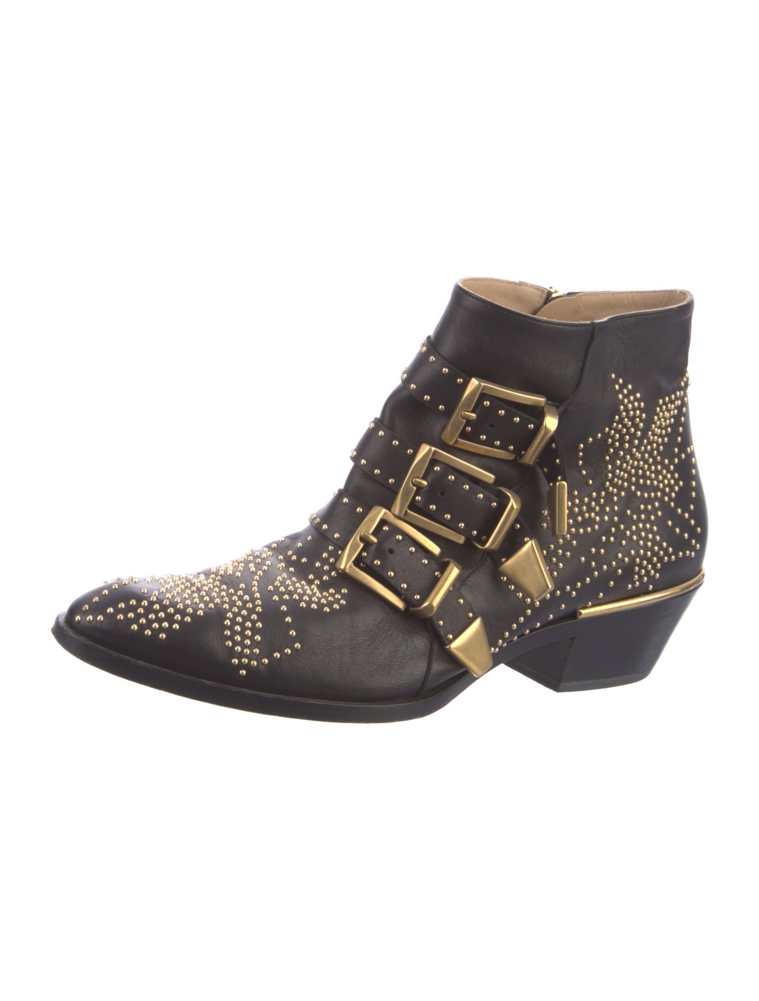 Chloé Leather Studded Accents Western Boots
