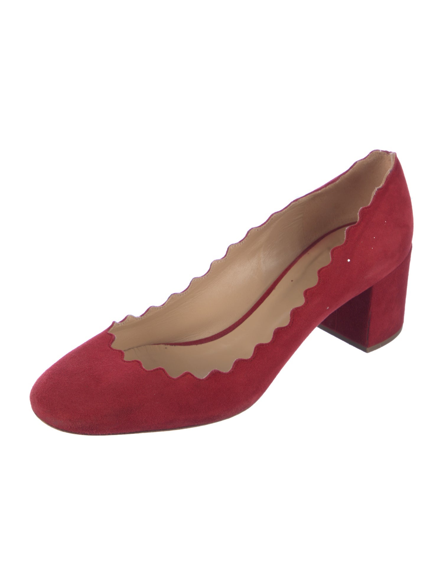 Chloé Suede Scalloped Accent Pumps