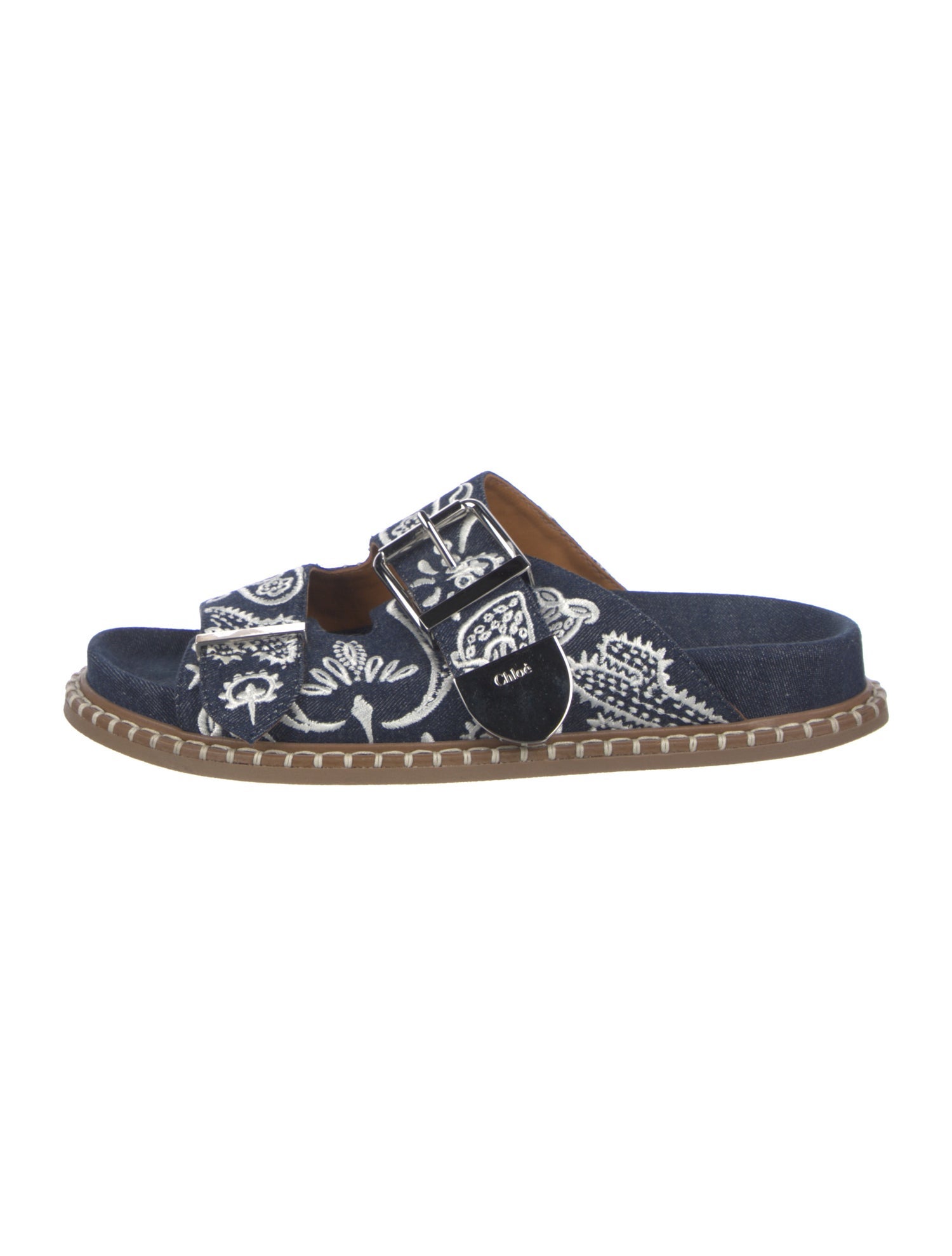 Chloé Denim Printed Slides