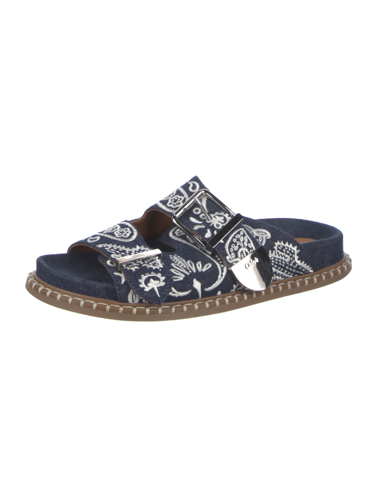 Chloé Denim Printed Slides