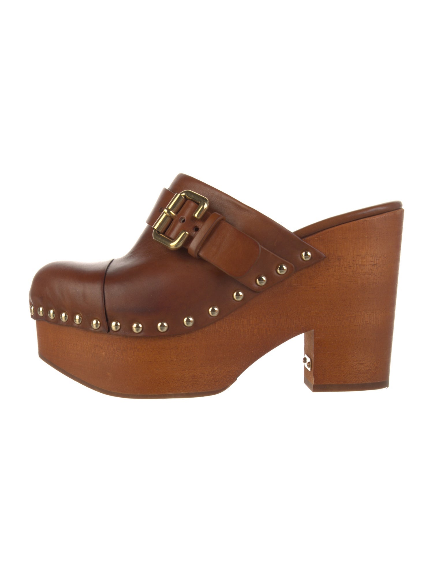 Chloé Leather Studded Accents Mules