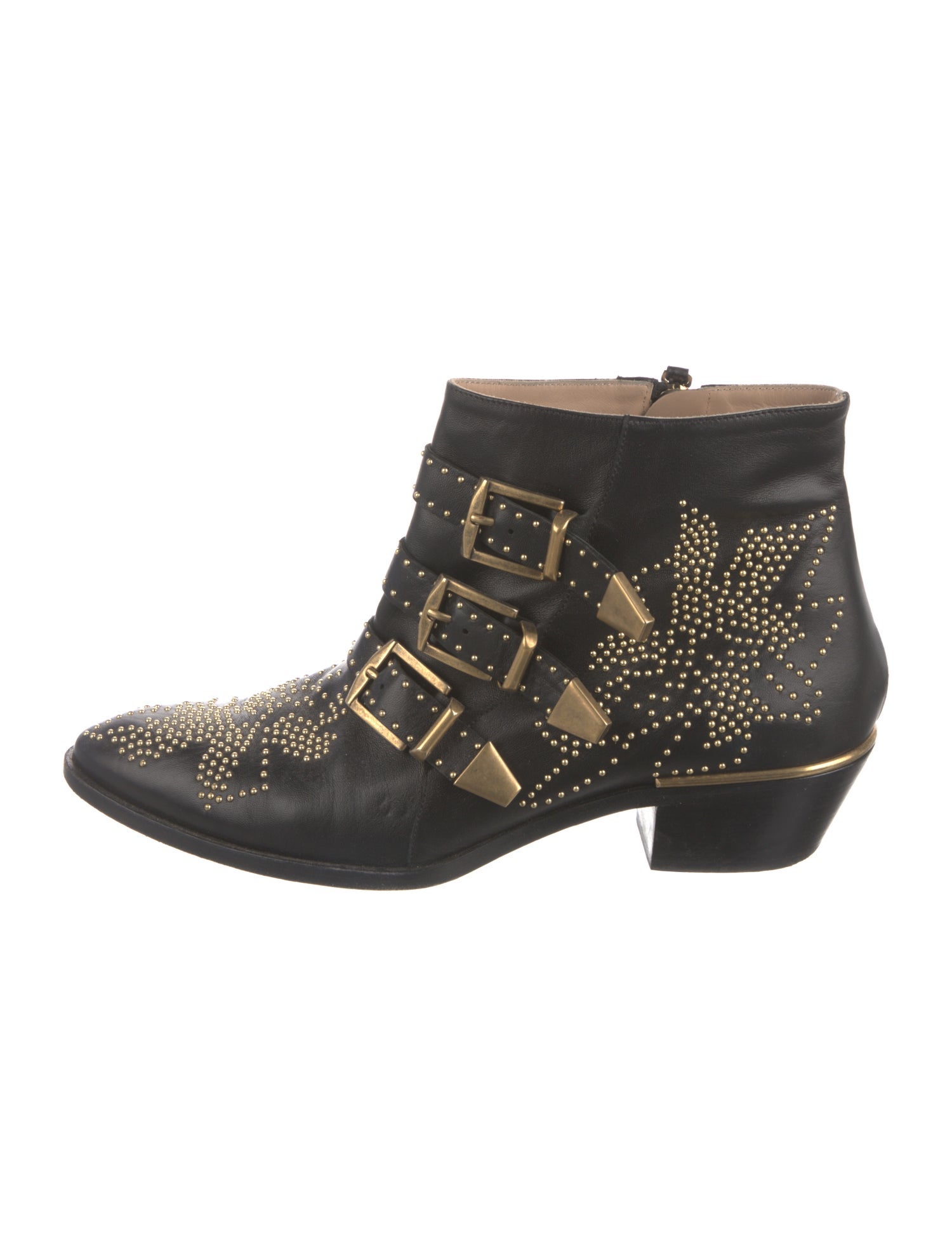 Chloé Leather Studded Accents Boots