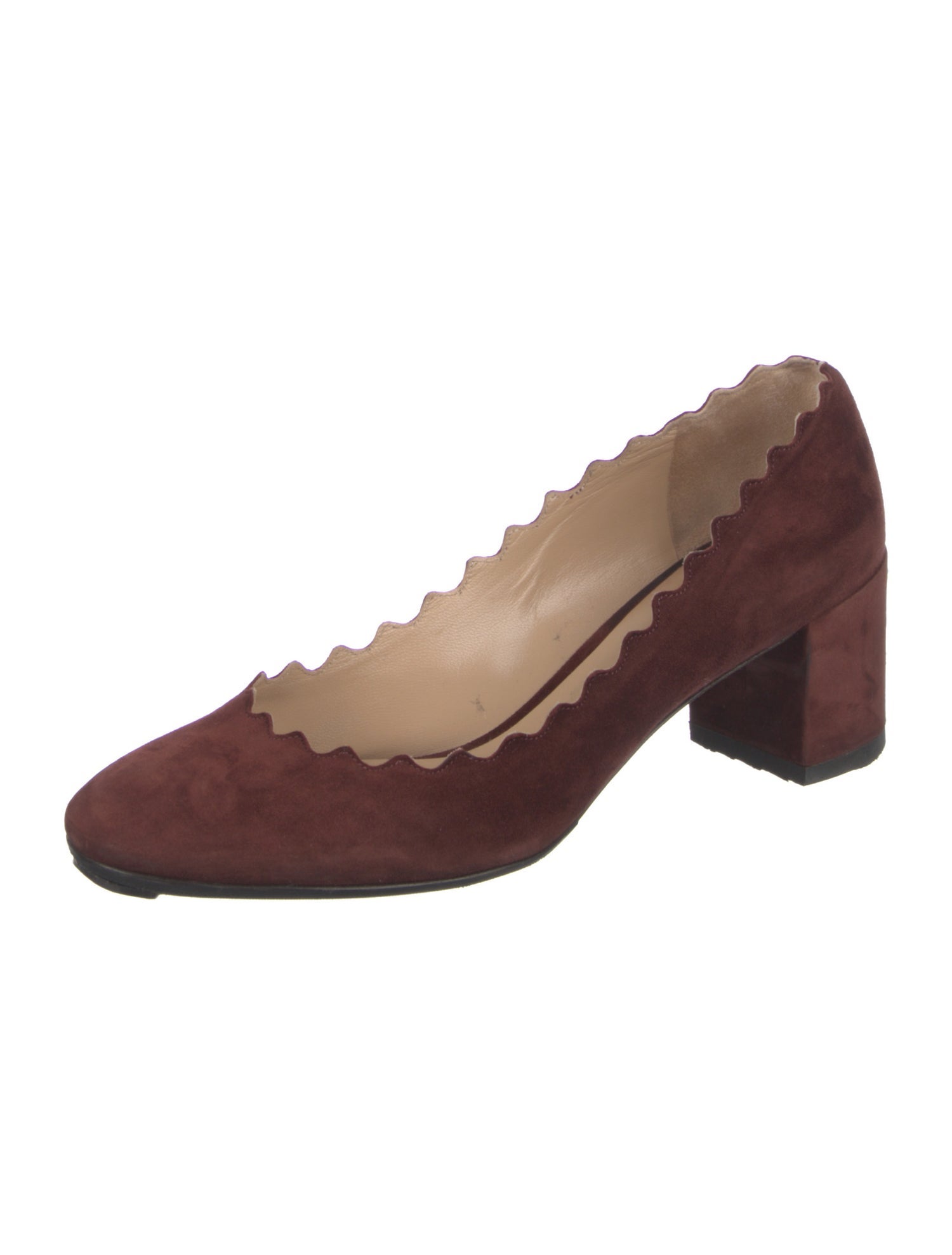Chloé Suede Scalloped Accent Pumps
