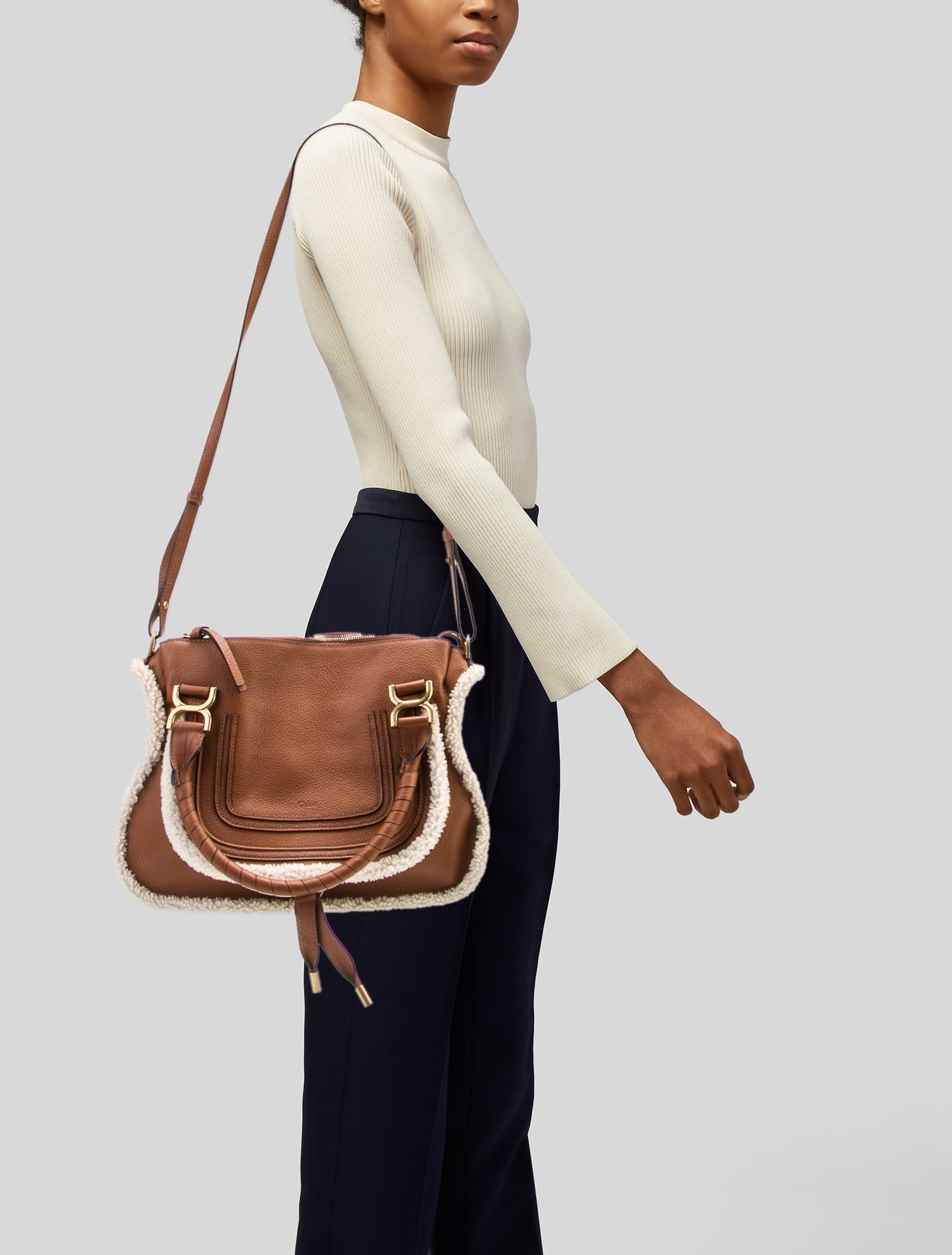 Chloé Leather Marcie Satchel Handle Bag Medium