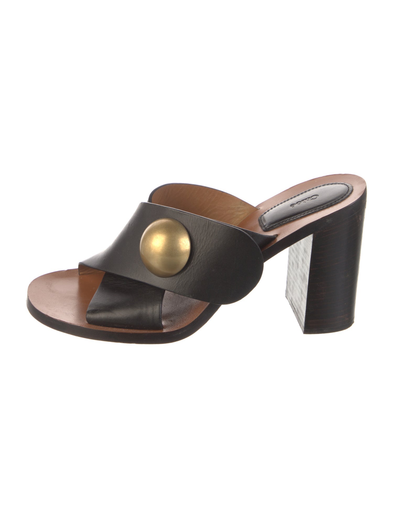 Chloé Leather Studded Accents Slides