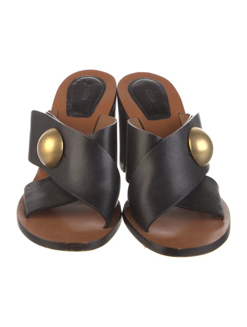Chloé Leather Studded Accents Slides