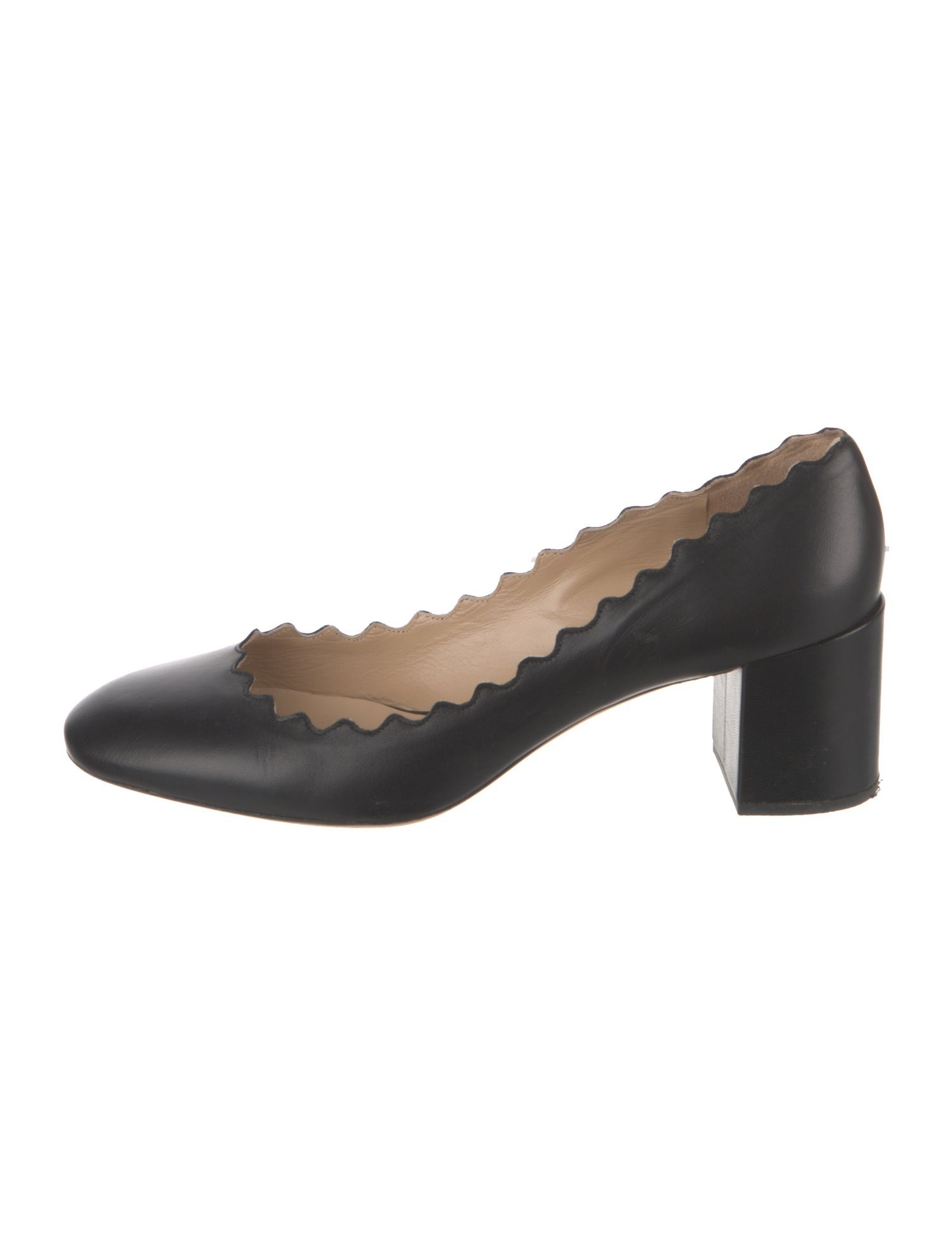 Chloé Leather Scalloped Accent Pumps