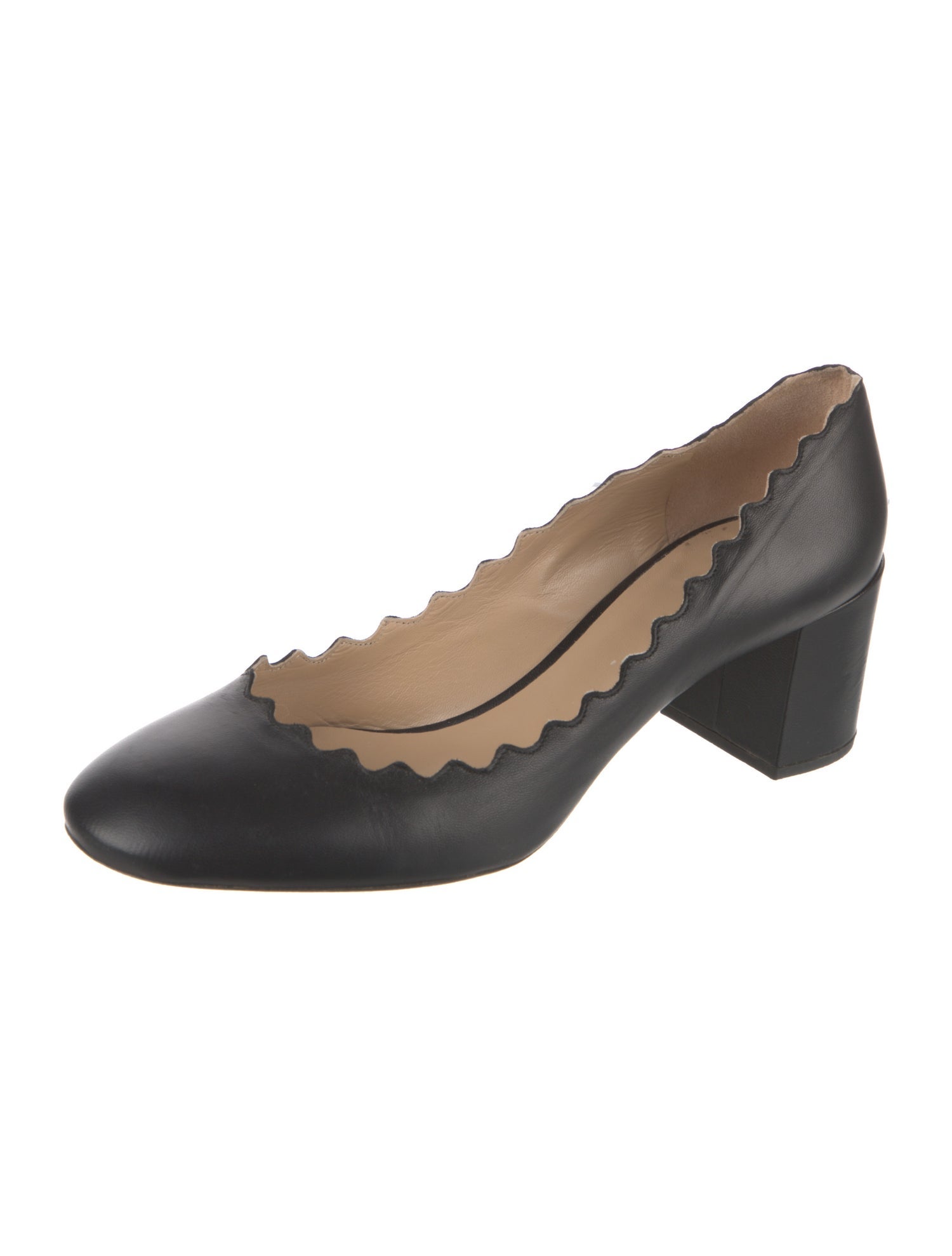 Chloé Leather Scalloped Accent Pumps