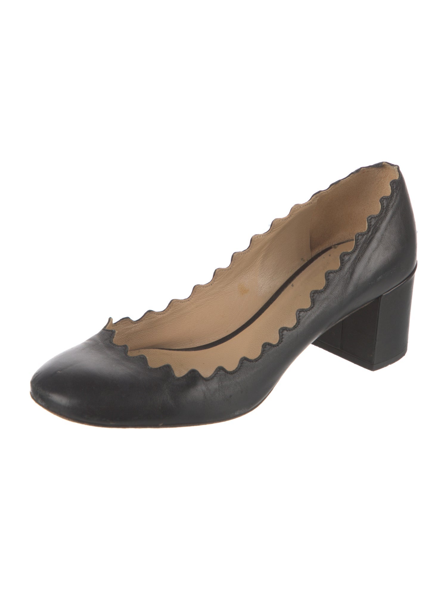 Chloé Leather Scalloped Accent Pumps