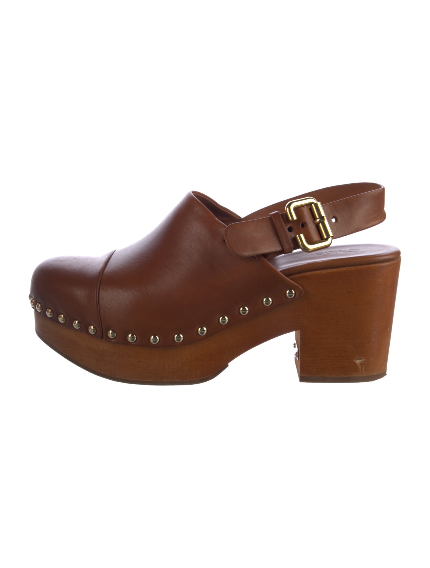 Chloé Leather Studded Accents Slingback Pumps